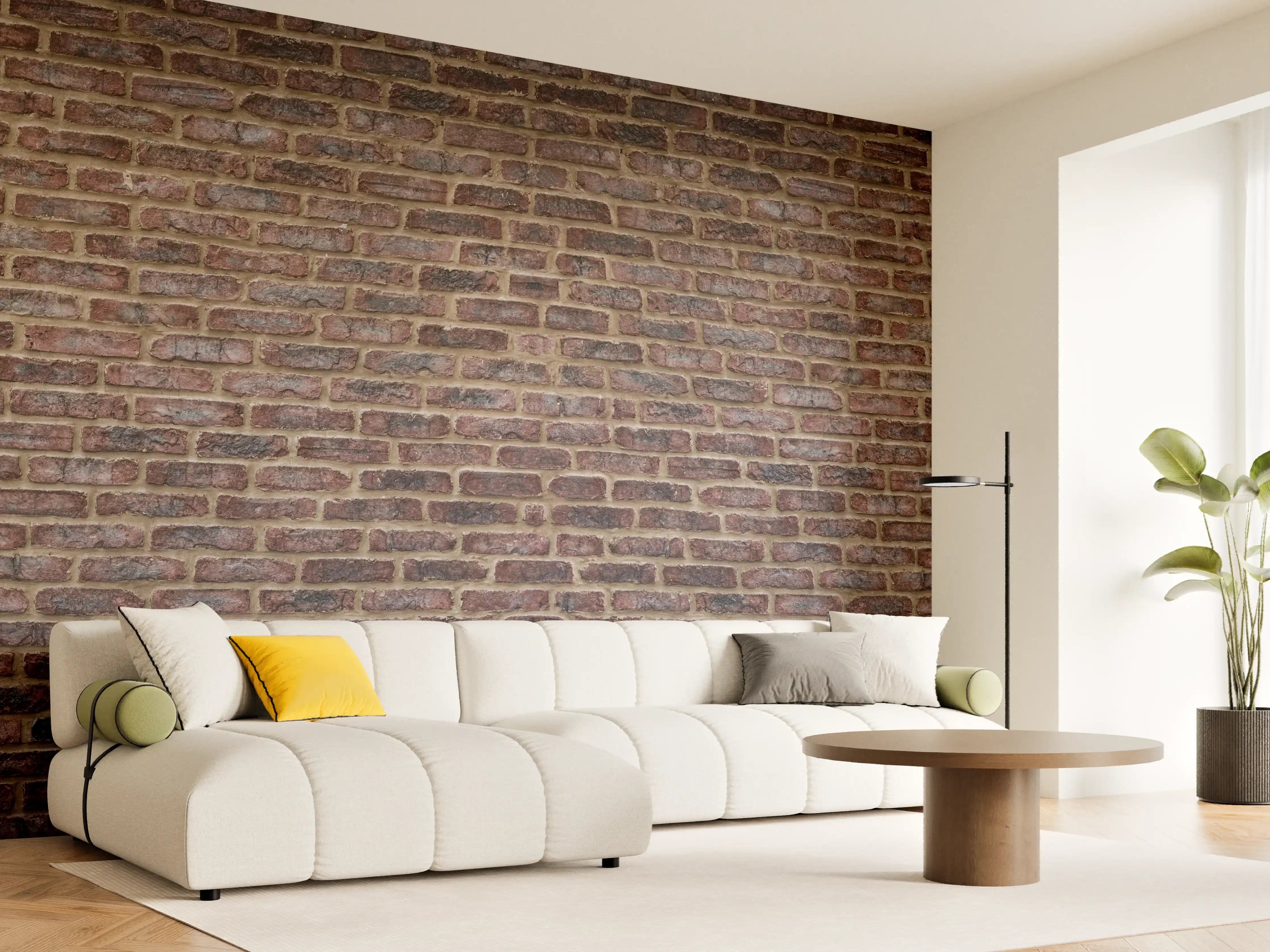 Wandverkleidung Wohnzimmer - Authentische Backsteinwand als Wanddekoration