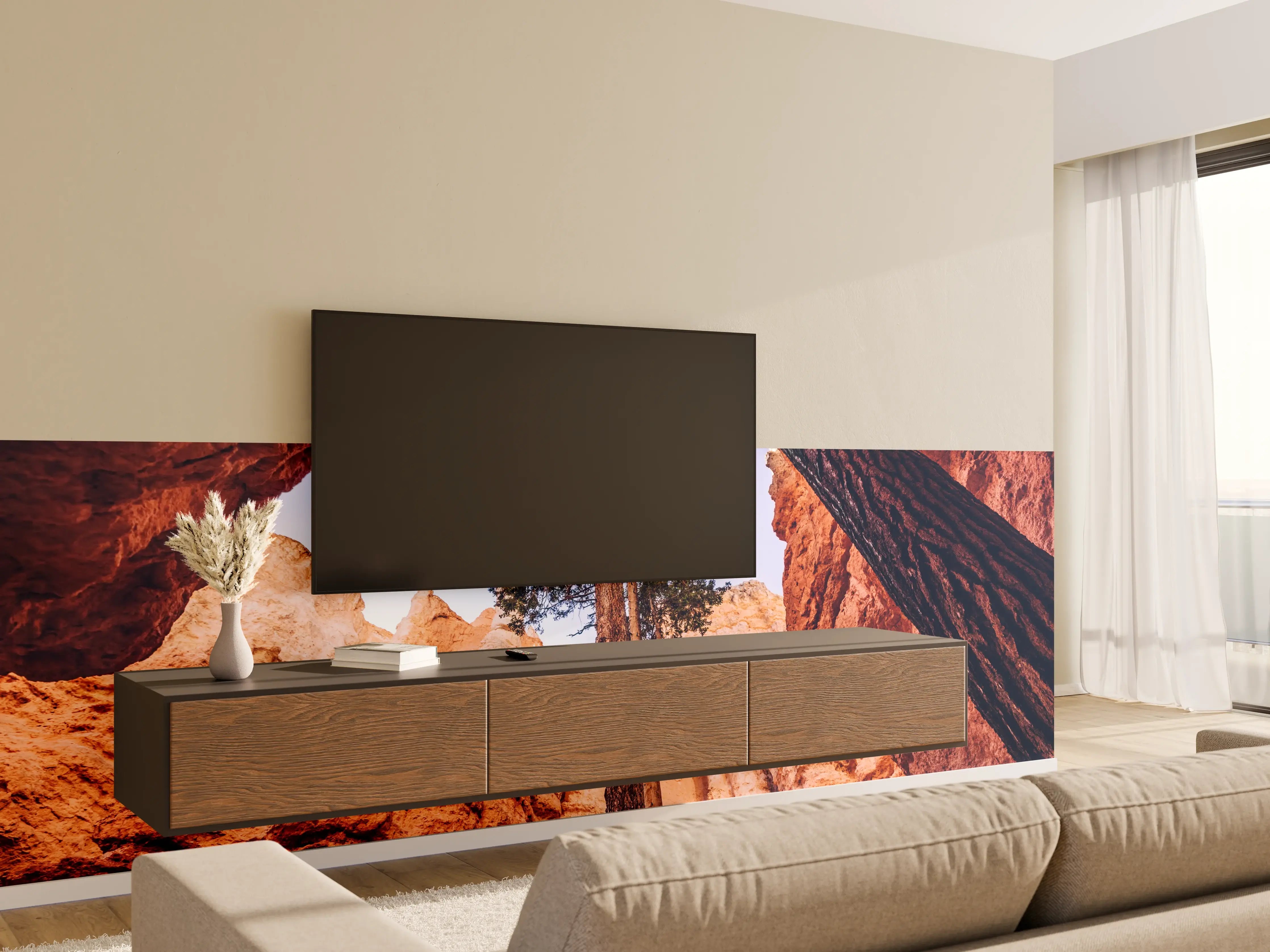 Wandverkleidung Wohnzimmer - Bahnbrechende Naturaufnahme eines Baums in einer roten Canyonlandschaft
