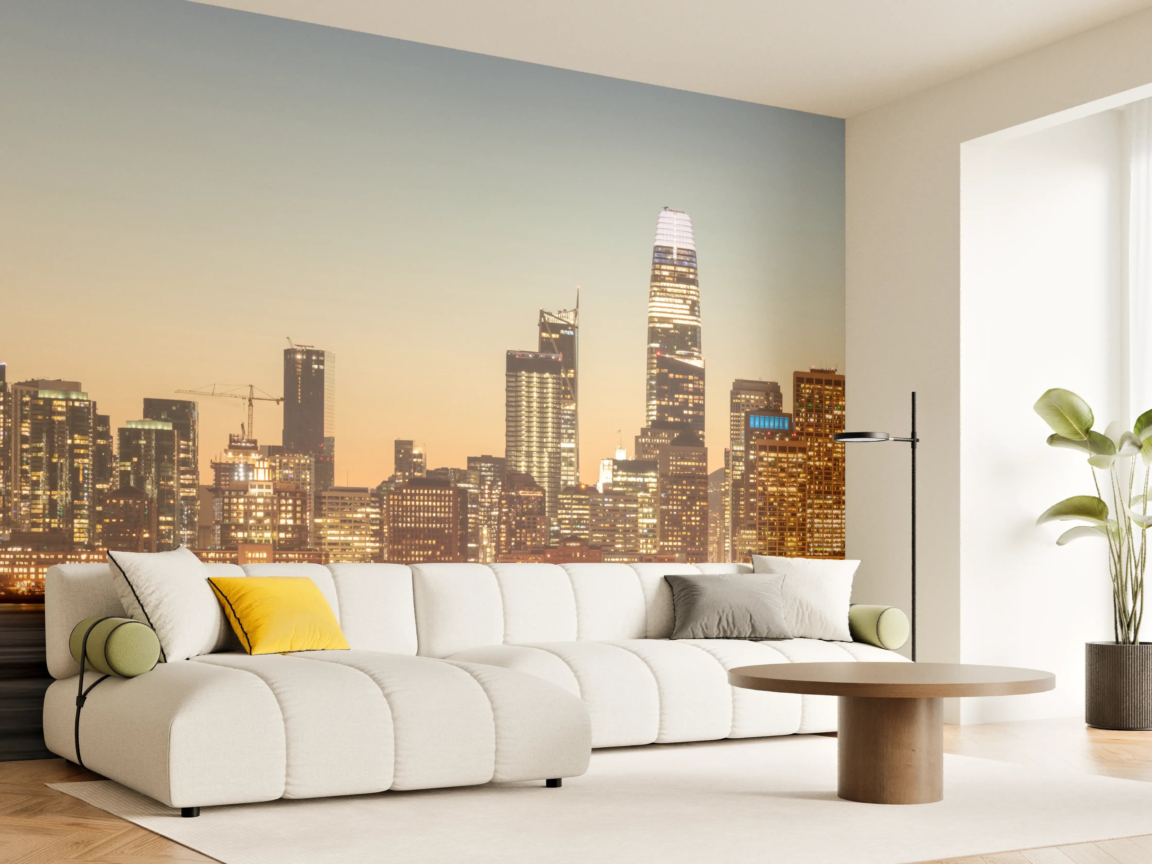 Wandverkleidung Wohnzimmer - Bay Bridge und die Skyline von San Francisco
