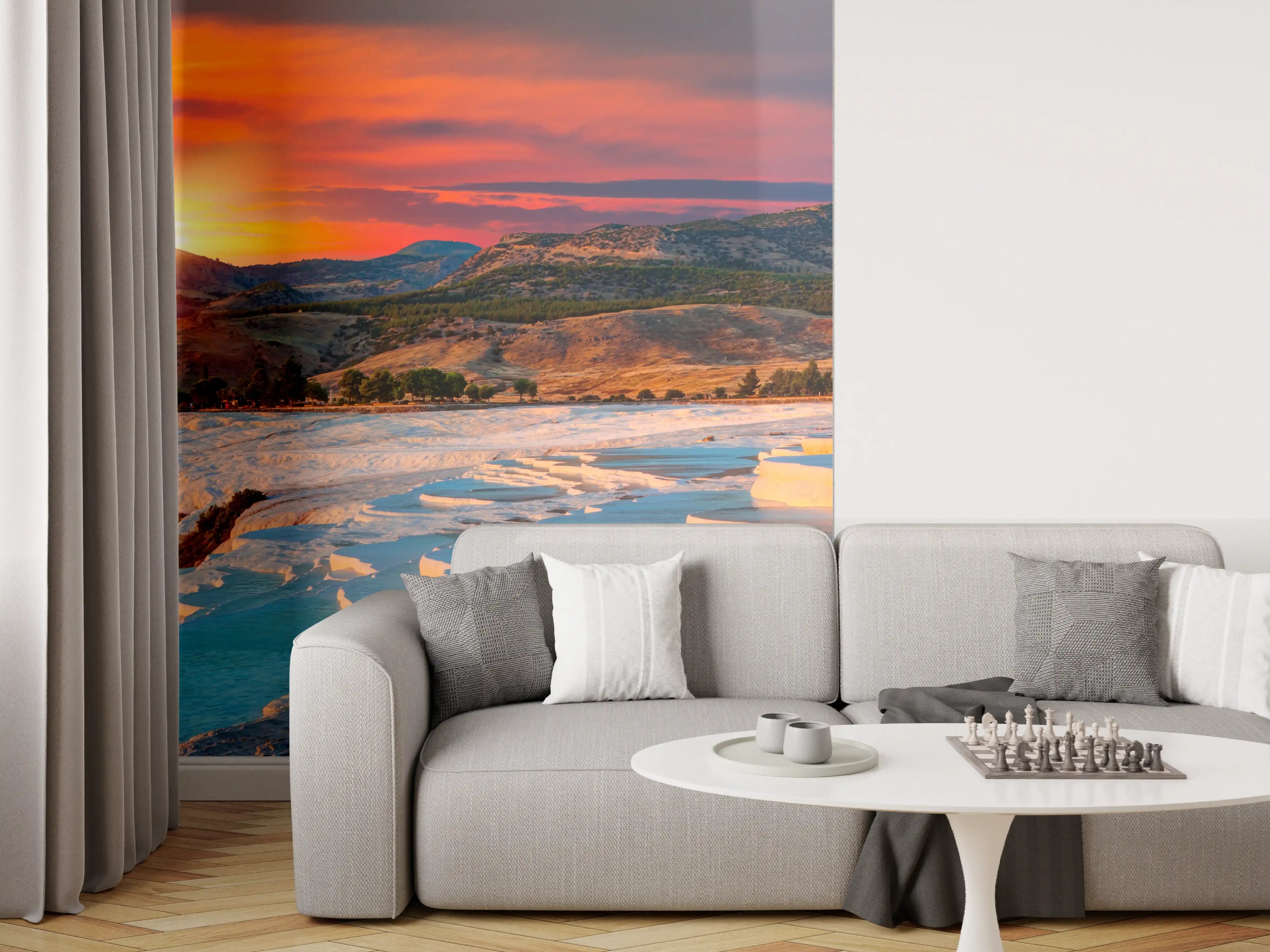 Wandverkleidung Wohnzimmer - Bedeutende Naturkulisse bei Sonnenuntergang