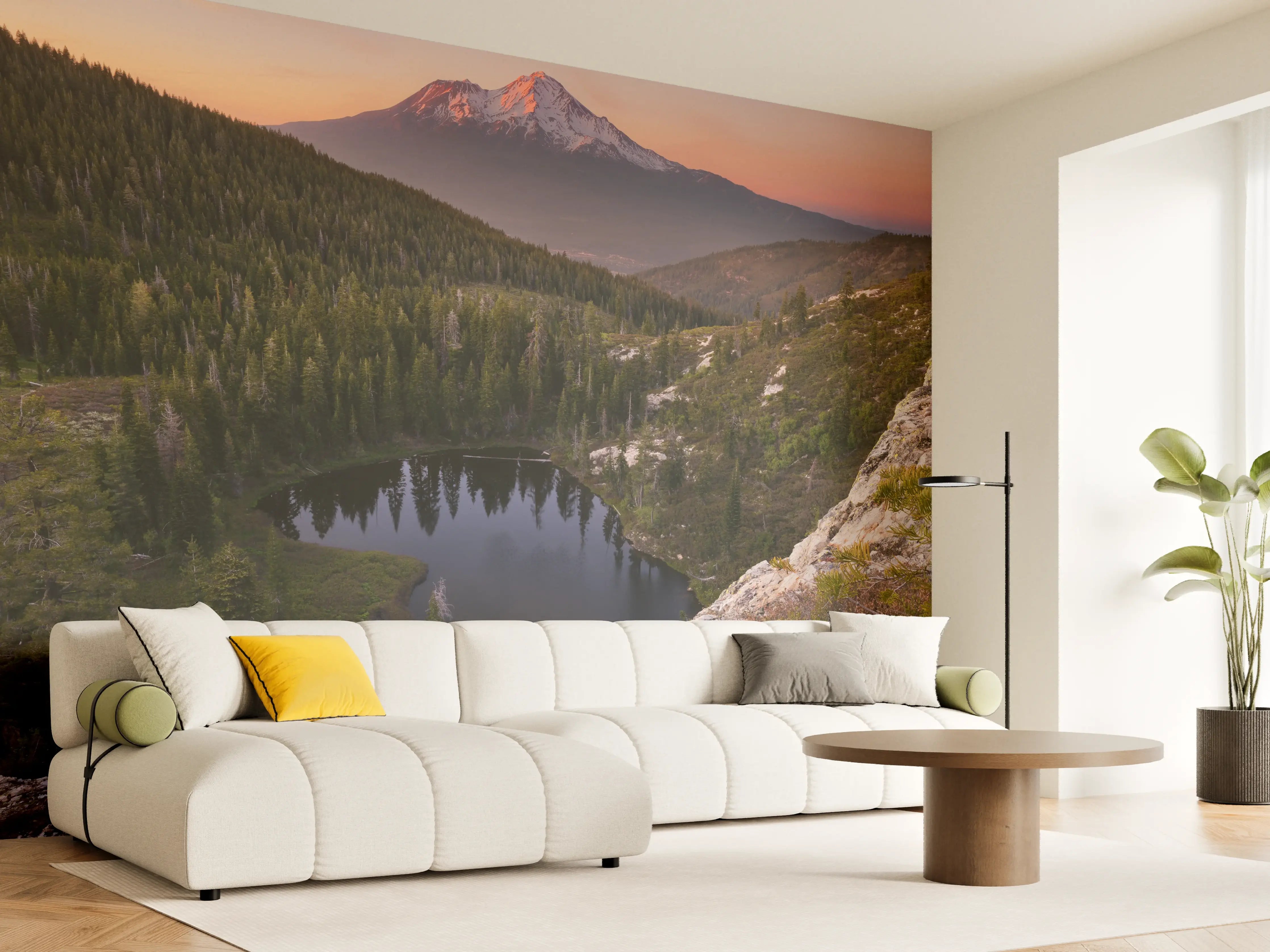 Wandverkleidung Wohnzimmer - Beeindruckende Berglandschaft bei Sonnenuntergang