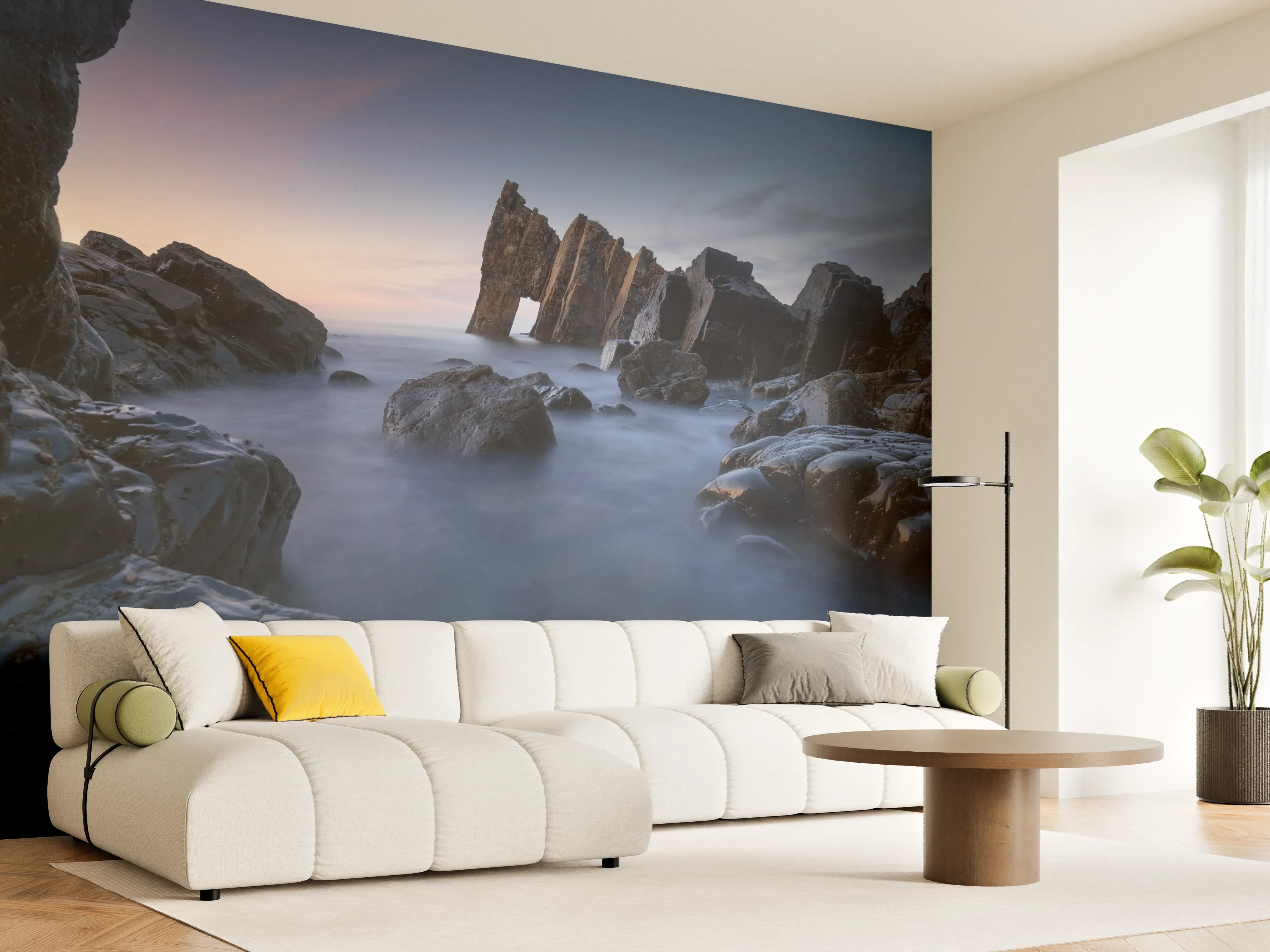 Wandverkleidung Wohnzimmer - Beeindruckende Küstenlandschaft bei Sonnenuntergang