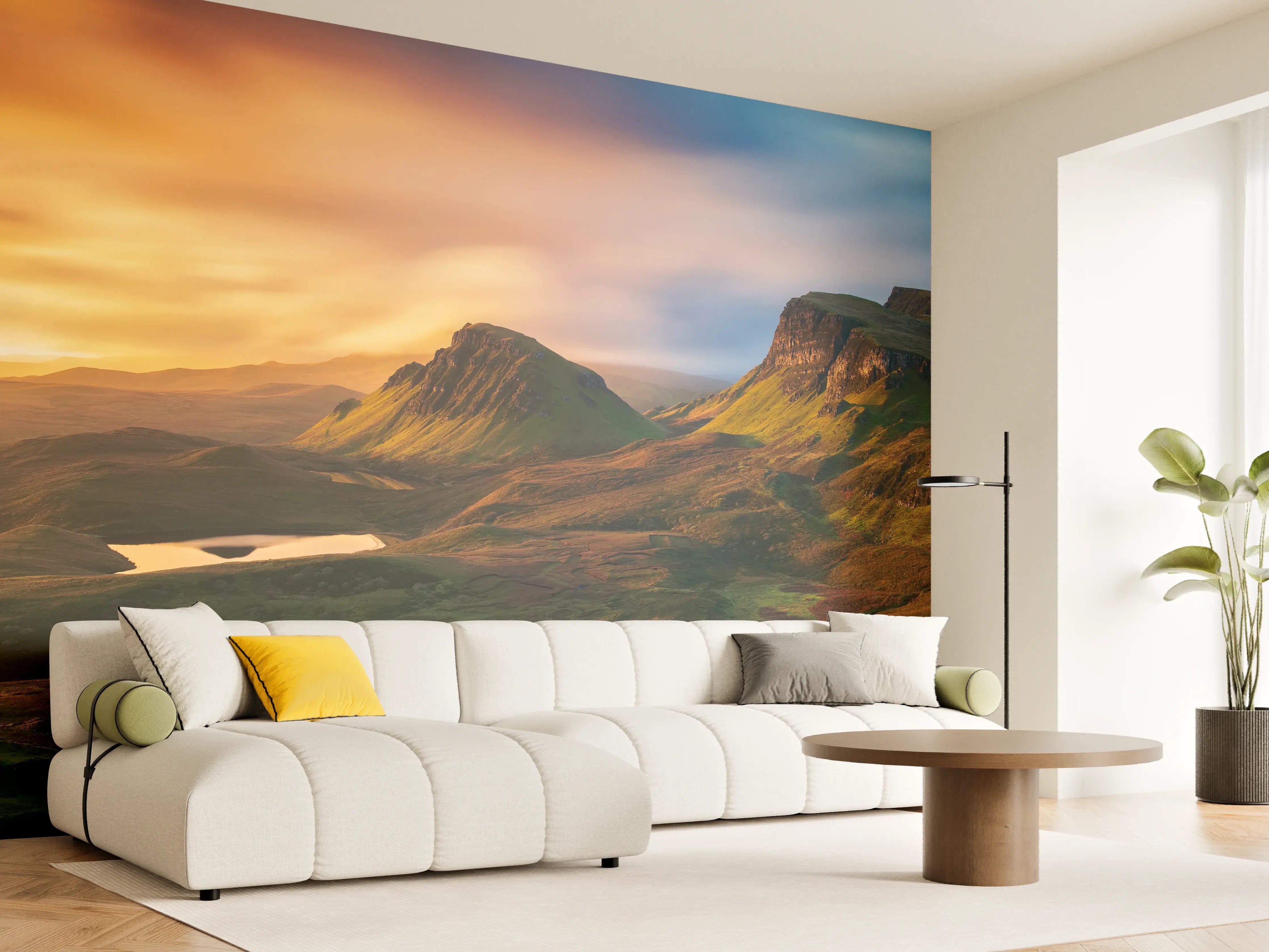 Wandverkleidung Wohnzimmer - Beeindruckende Landschaft bei Sonnenuntergang