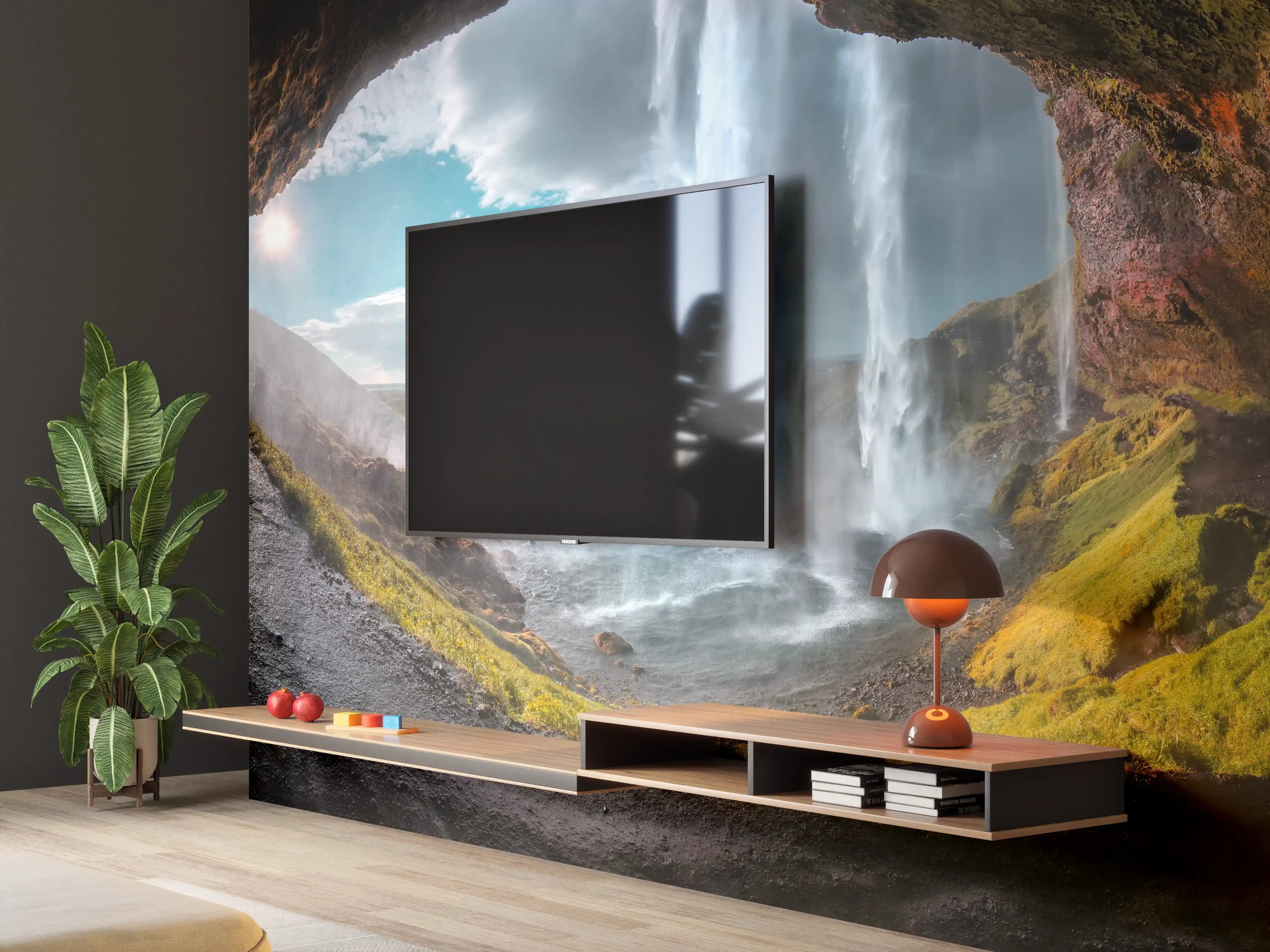 Wandverkleidung Wohnzimmer - Beeindruckende Wasserfall-Landschaft