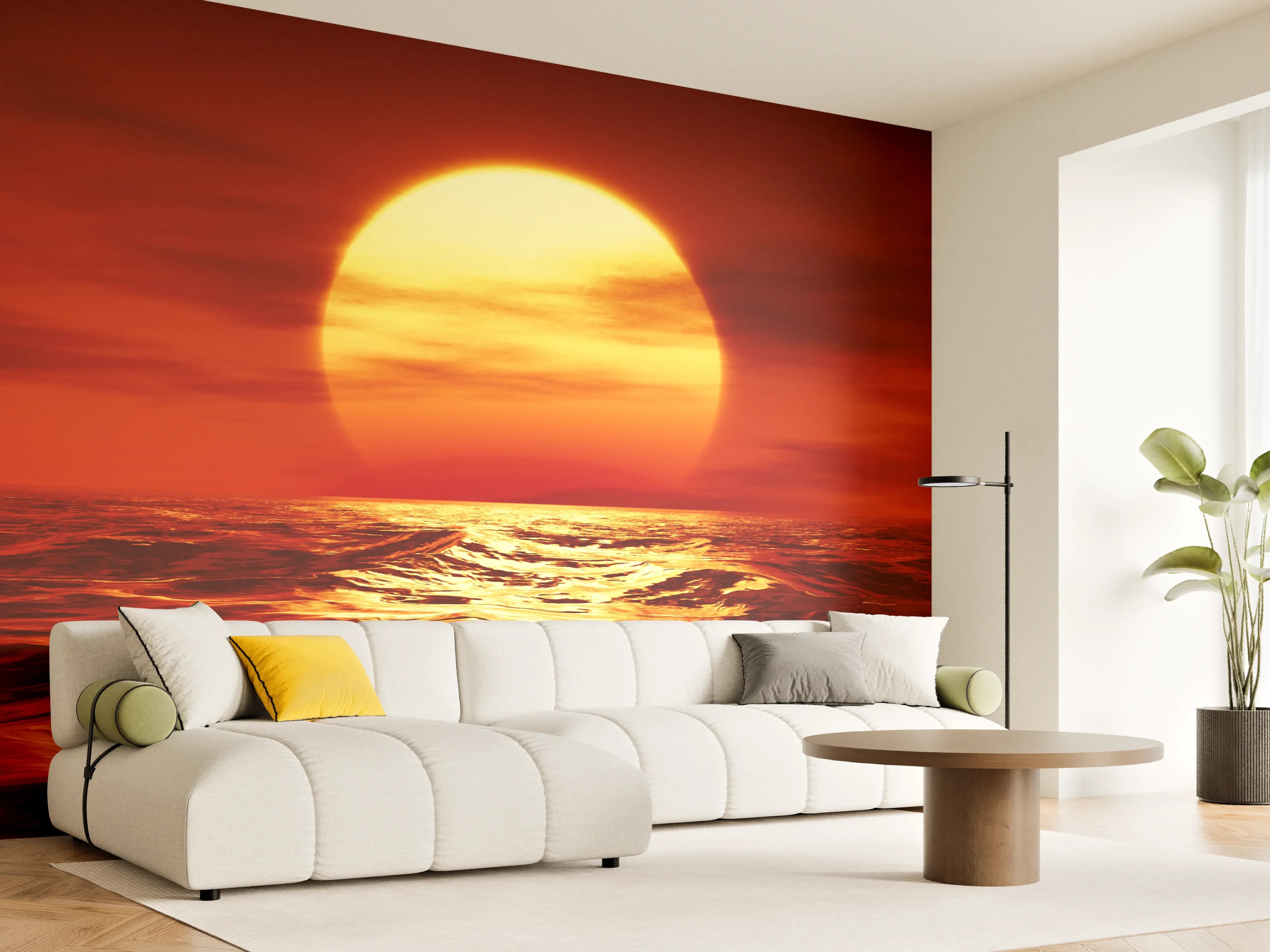 Wandverkleidung Wohnzimmer - Beeindruckender Sonnenuntergang über dem Meer