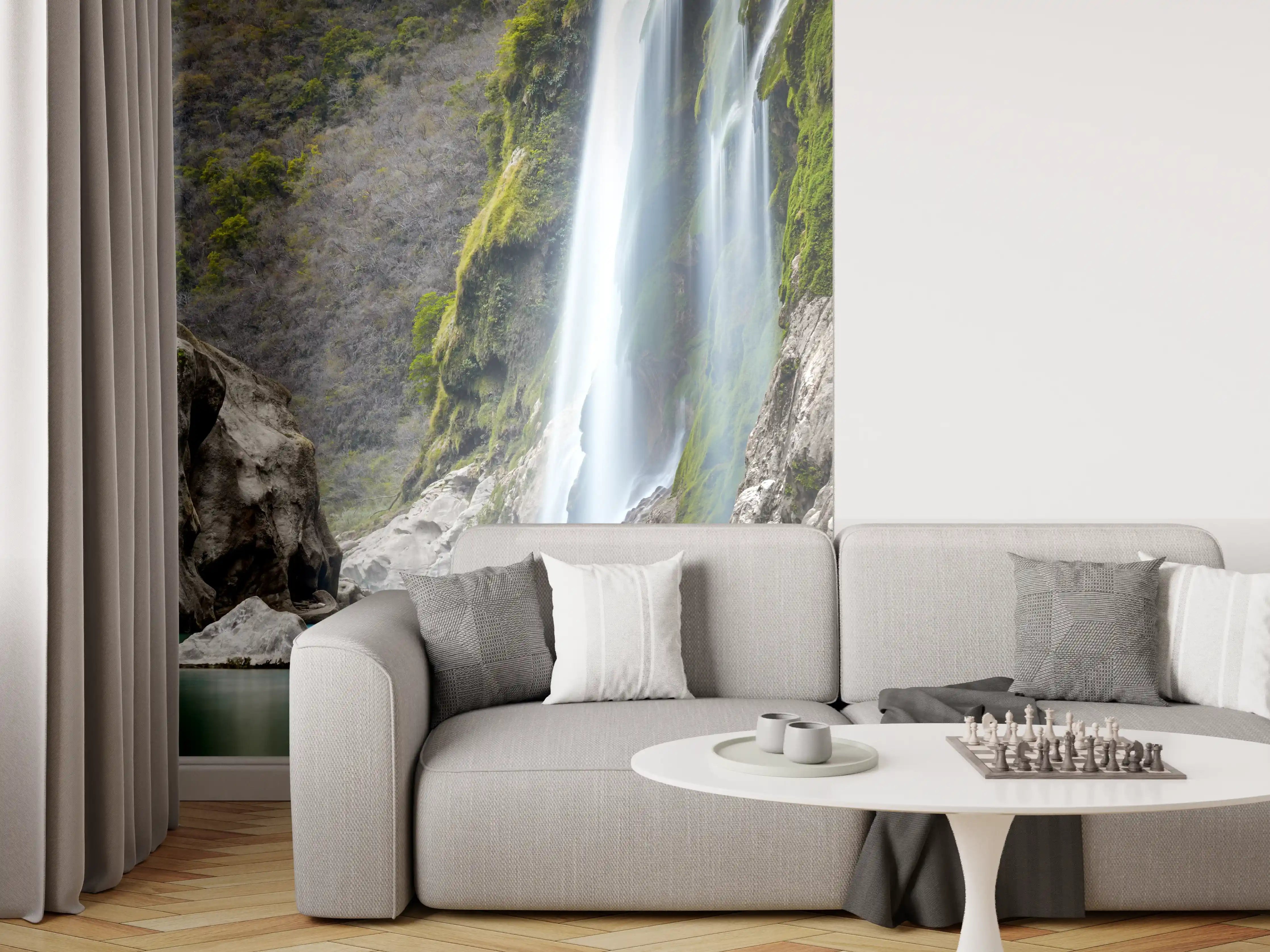 Wandverkleidung Wohnzimmer - Beeindruckender Wasserfall in der Natur