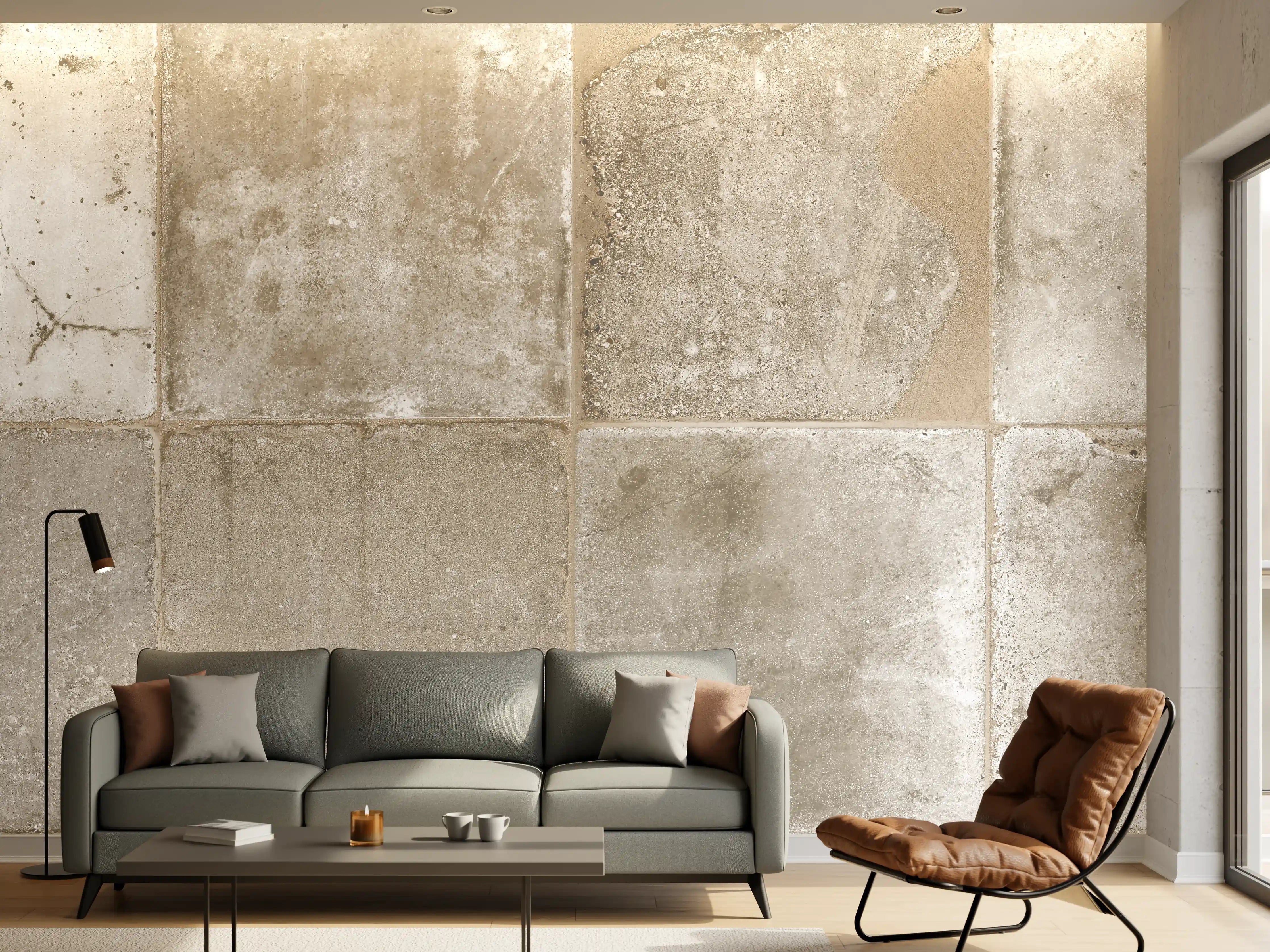 Wandverkleidung Wohnzimmer - Beige Grau Steinwand-Textur