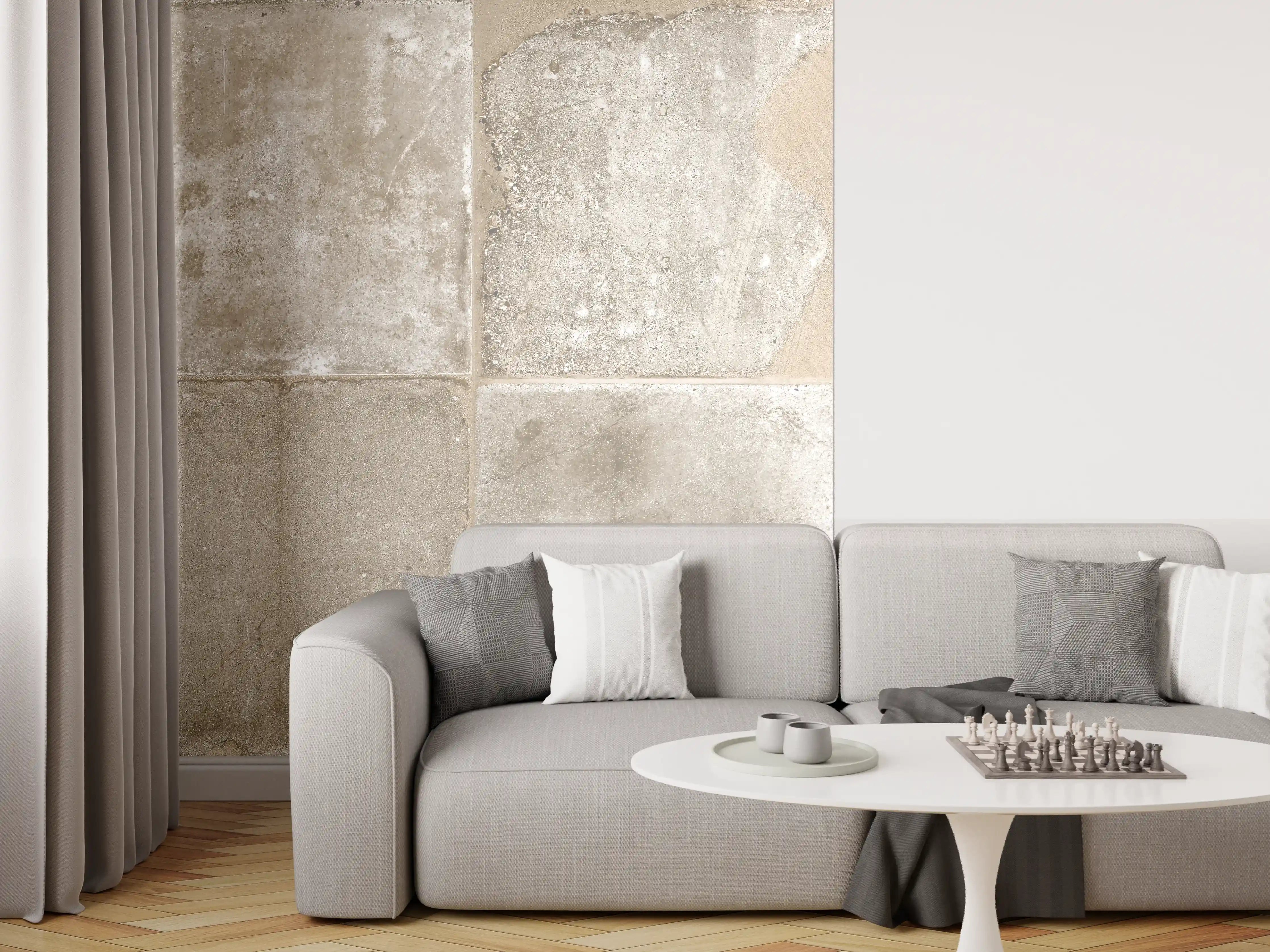 Wandverkleidung Wohnzimmer - Beige Grau Steinwand-Textur
