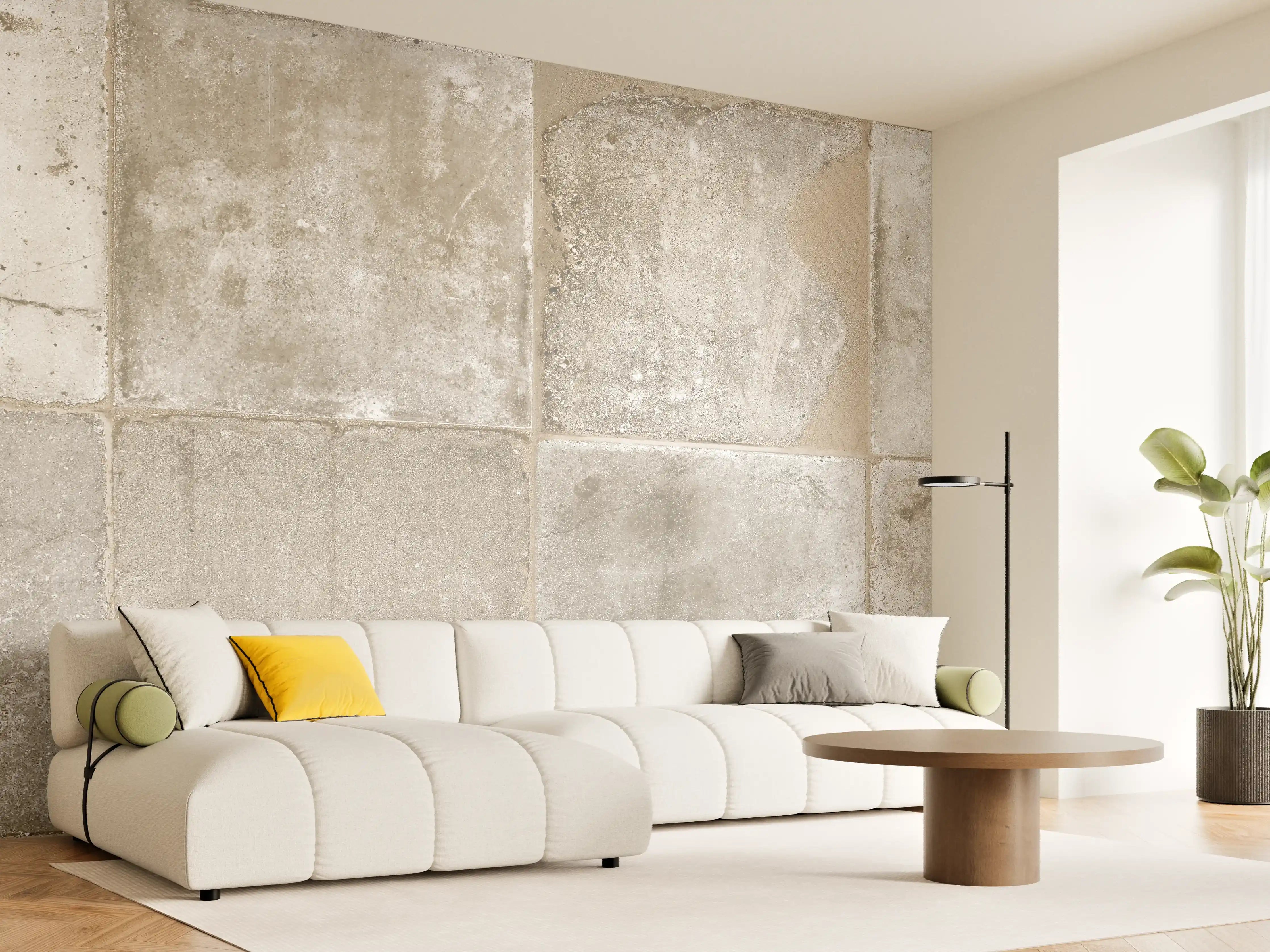 Wandverkleidung Wohnzimmer - Beige Grau Steinwand-Textur