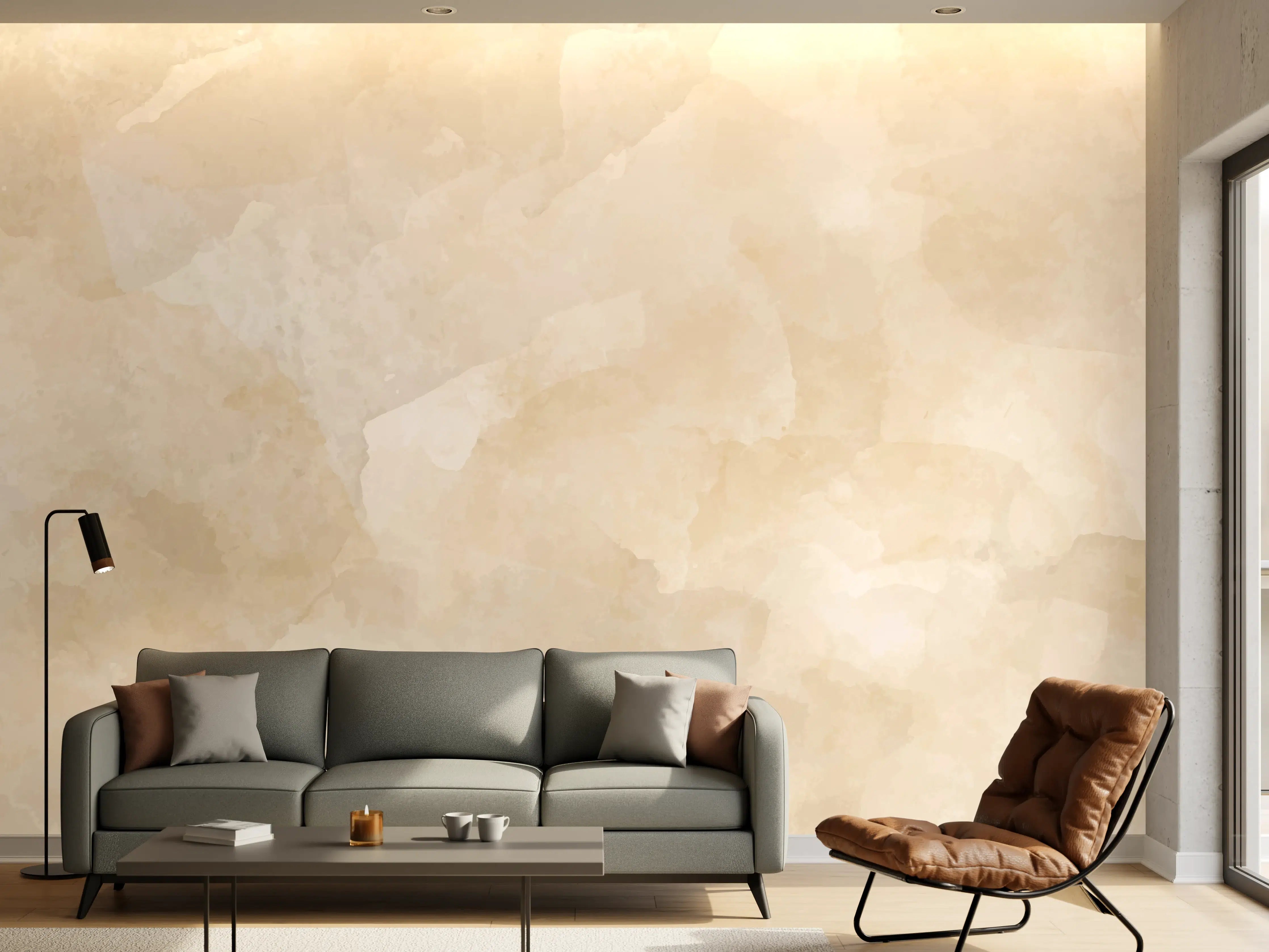 Wandverkleidung Wohnzimmer - Beige-Graue Edelstein-Optik