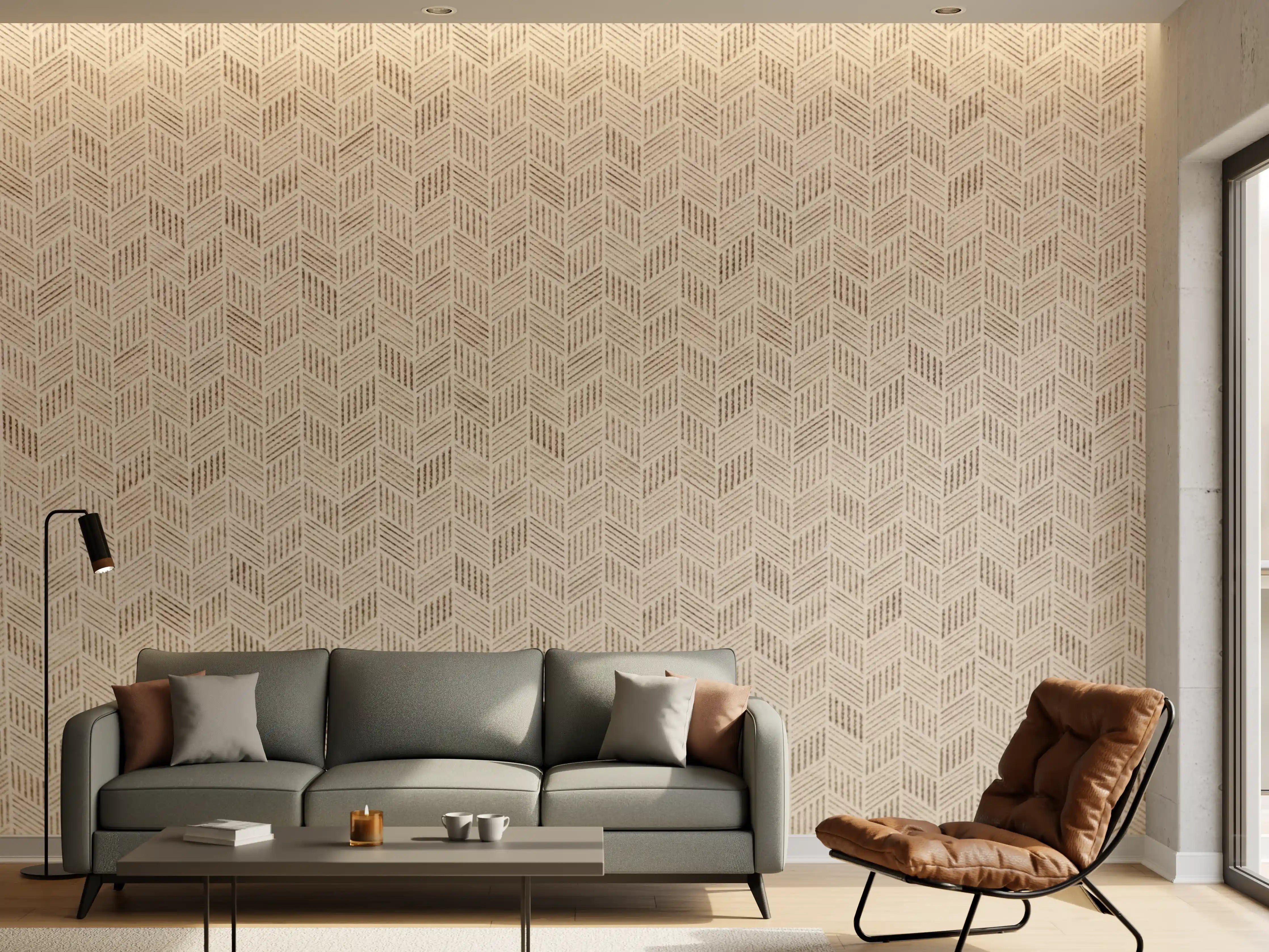 Wandverkleidung Wohnzimmer - Beige Marmoroptik Muster