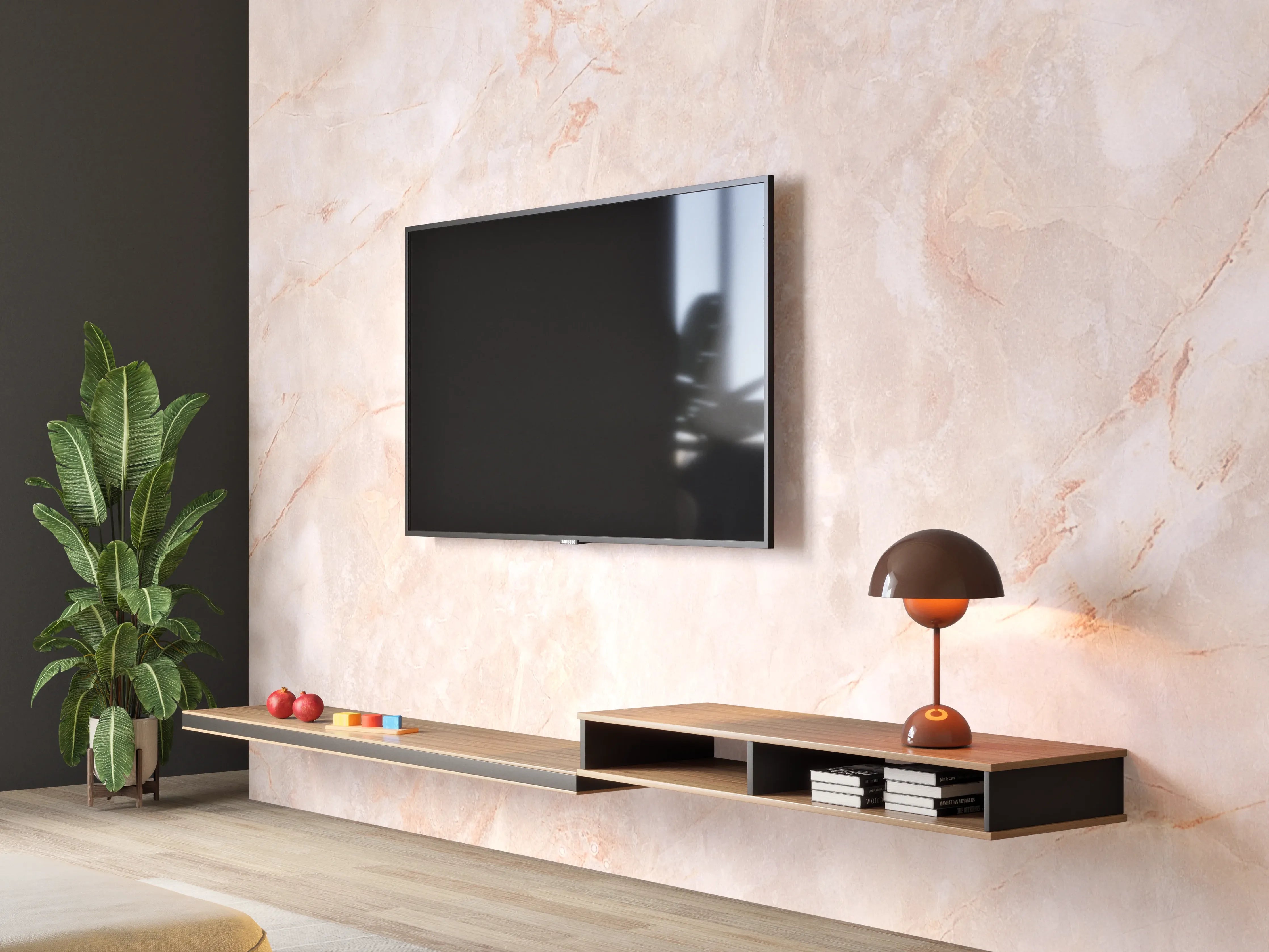 Wandverkleidung Wohnzimmer - Beige-Rosa Marmorstein