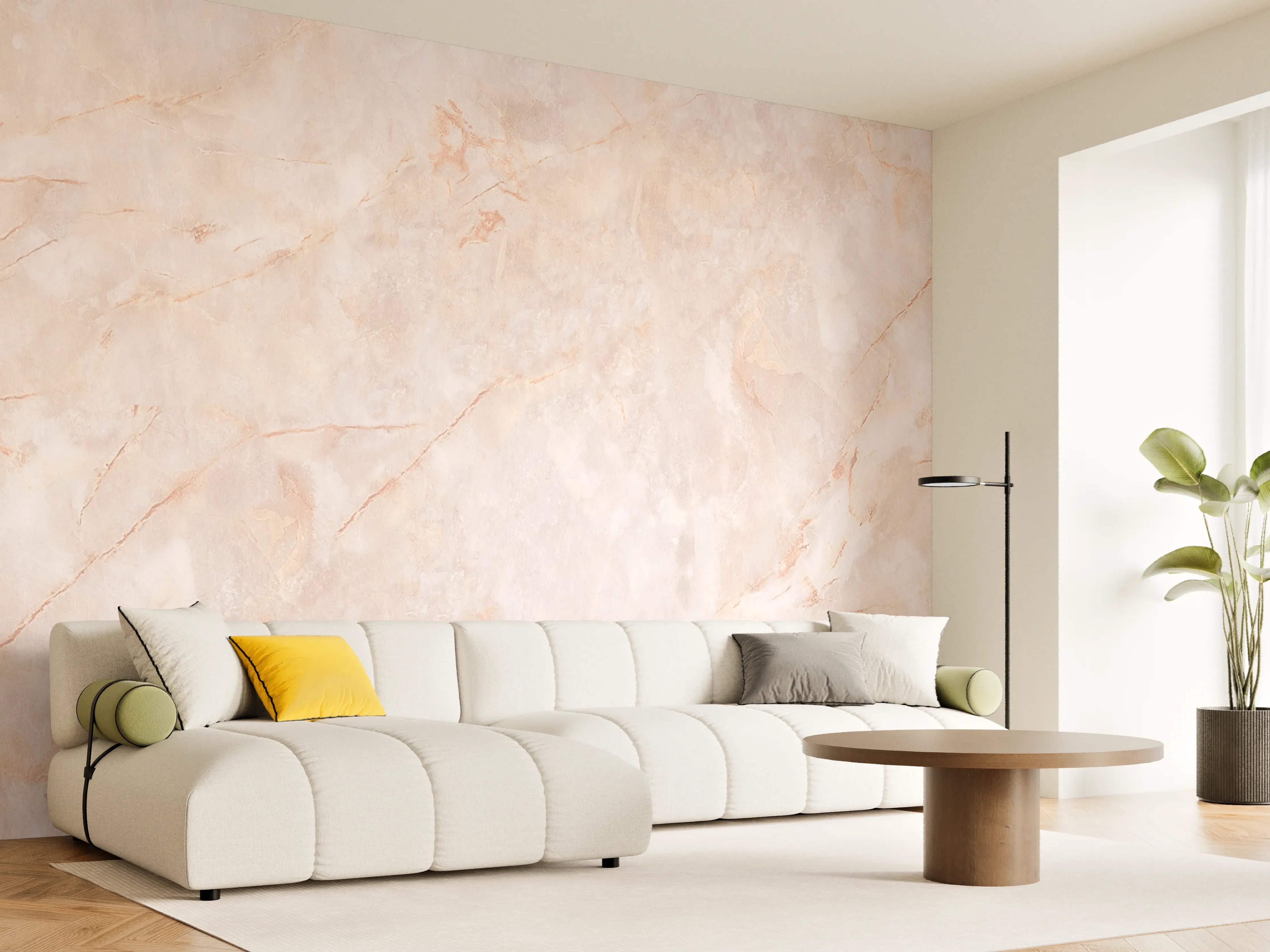 Wandverkleidung Wohnzimmer - Beige-Rosa Marmorstein