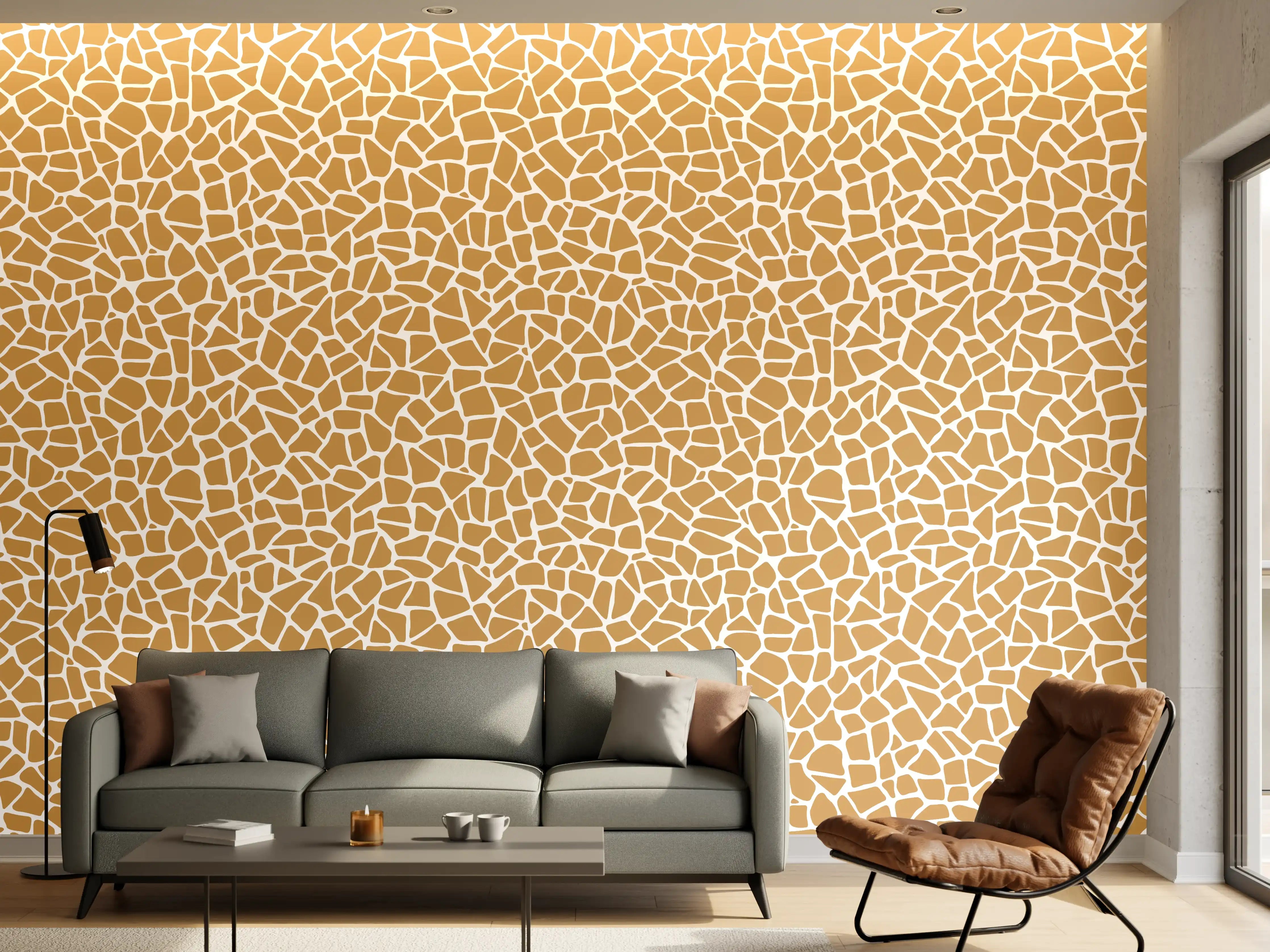 Wandverkleidung Wohnzimmer - Beige Zickzack-Muster Wandfliese