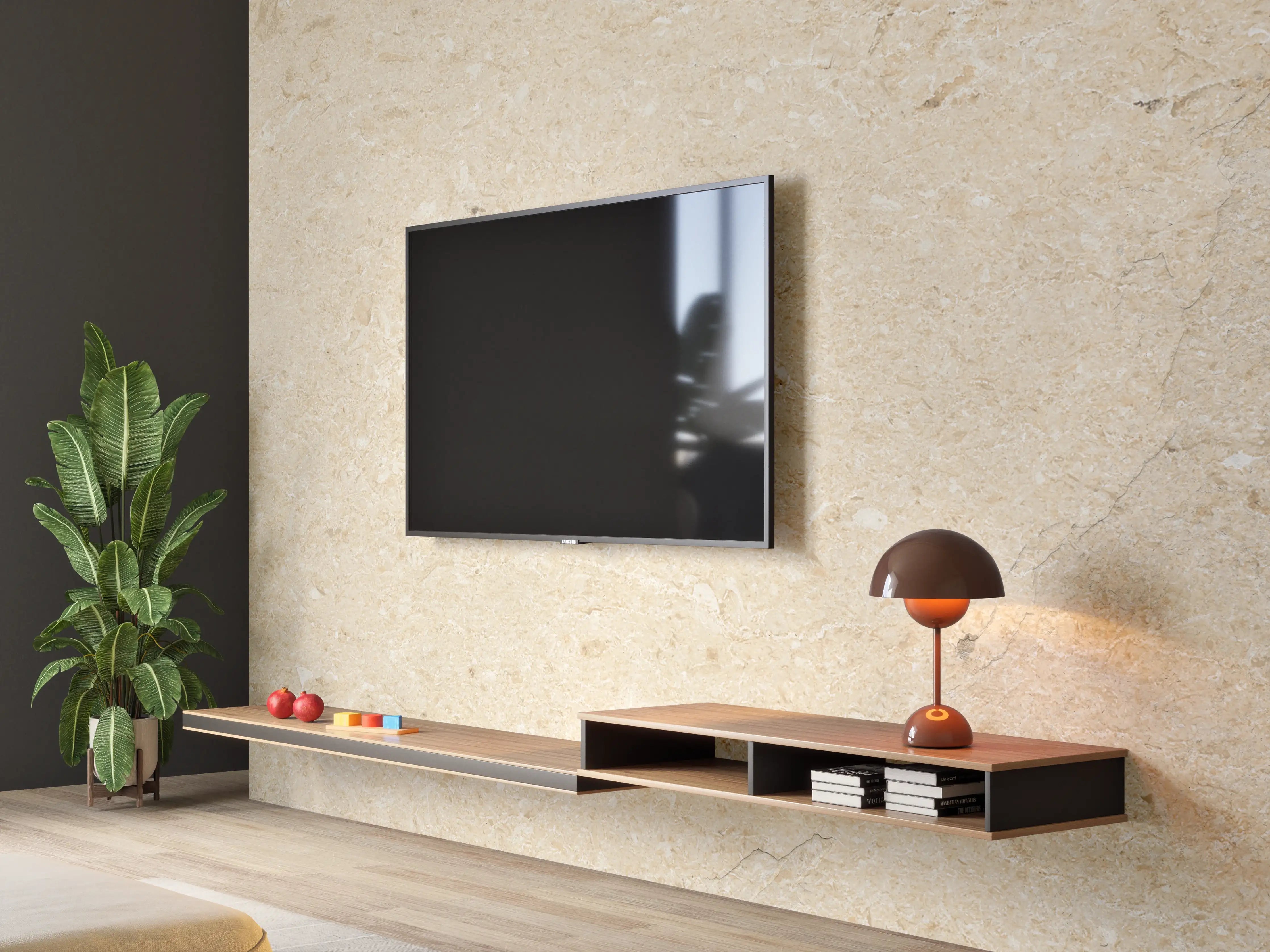 Wandverkleidung Wohnzimmer - Beige vintage Oberfläche