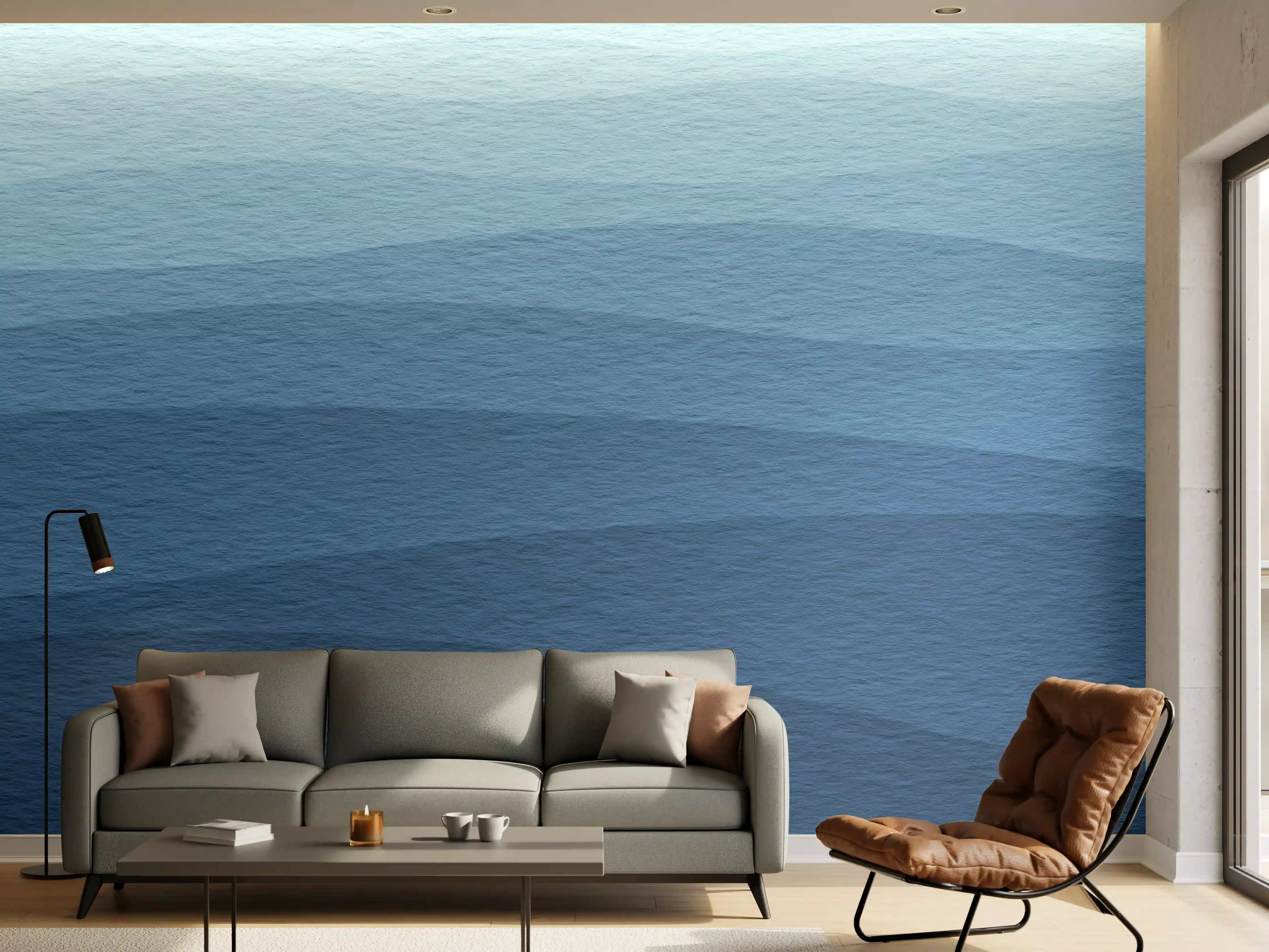 Wandverkleidung Wohnzimmer - Beruhigende Blau-Gradient-Wellen-Textur