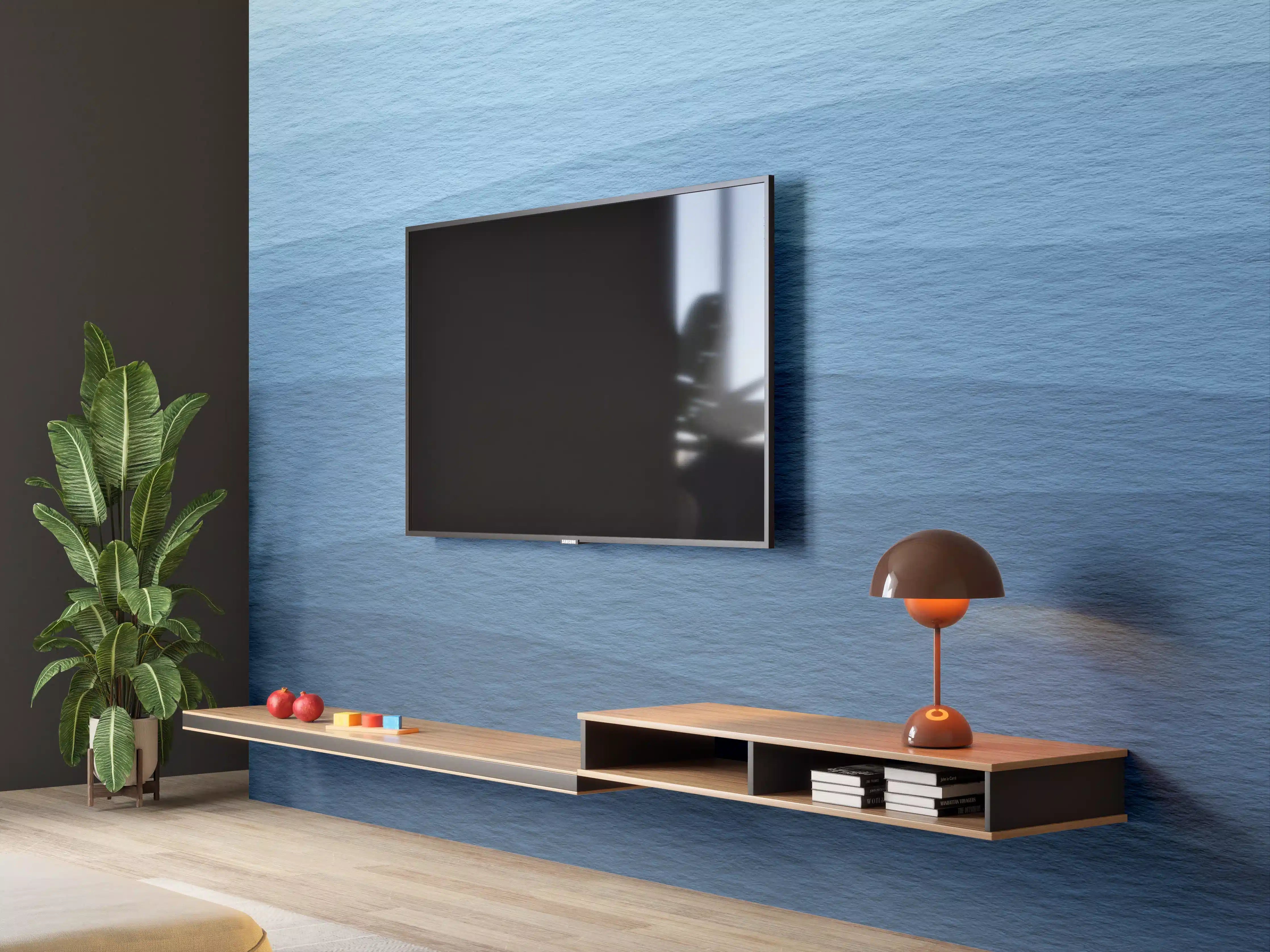 Wandverkleidung Wohnzimmer - Beruhigende Blau-Gradient-Wellen-Textur