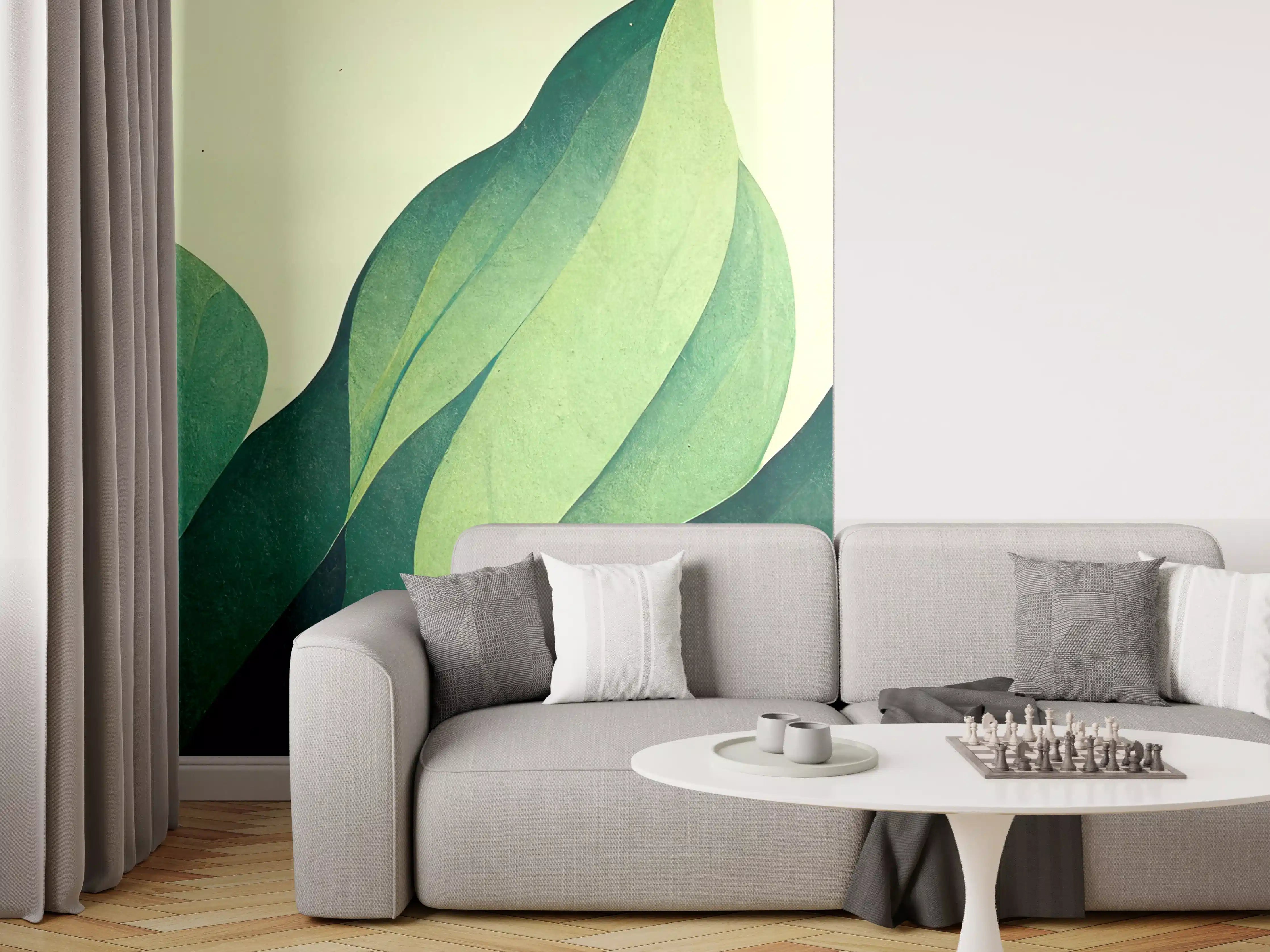 Wandverkleidung Wohnzimmer - Beruhigender Naturblick mit grünen Blättern