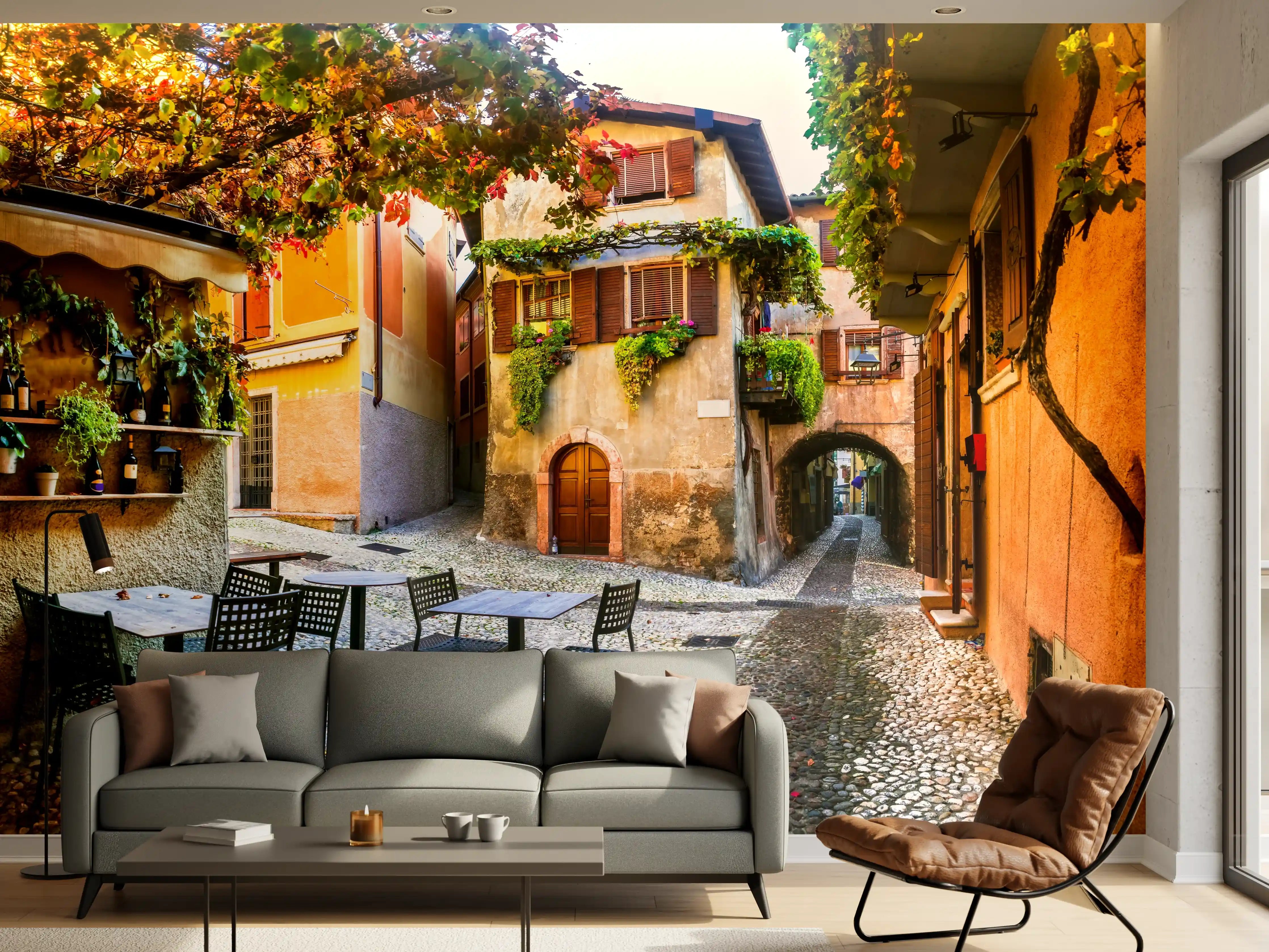 Wandverkleidung Wohnzimmer - Bezaubernde alte Gasse in Malcesine