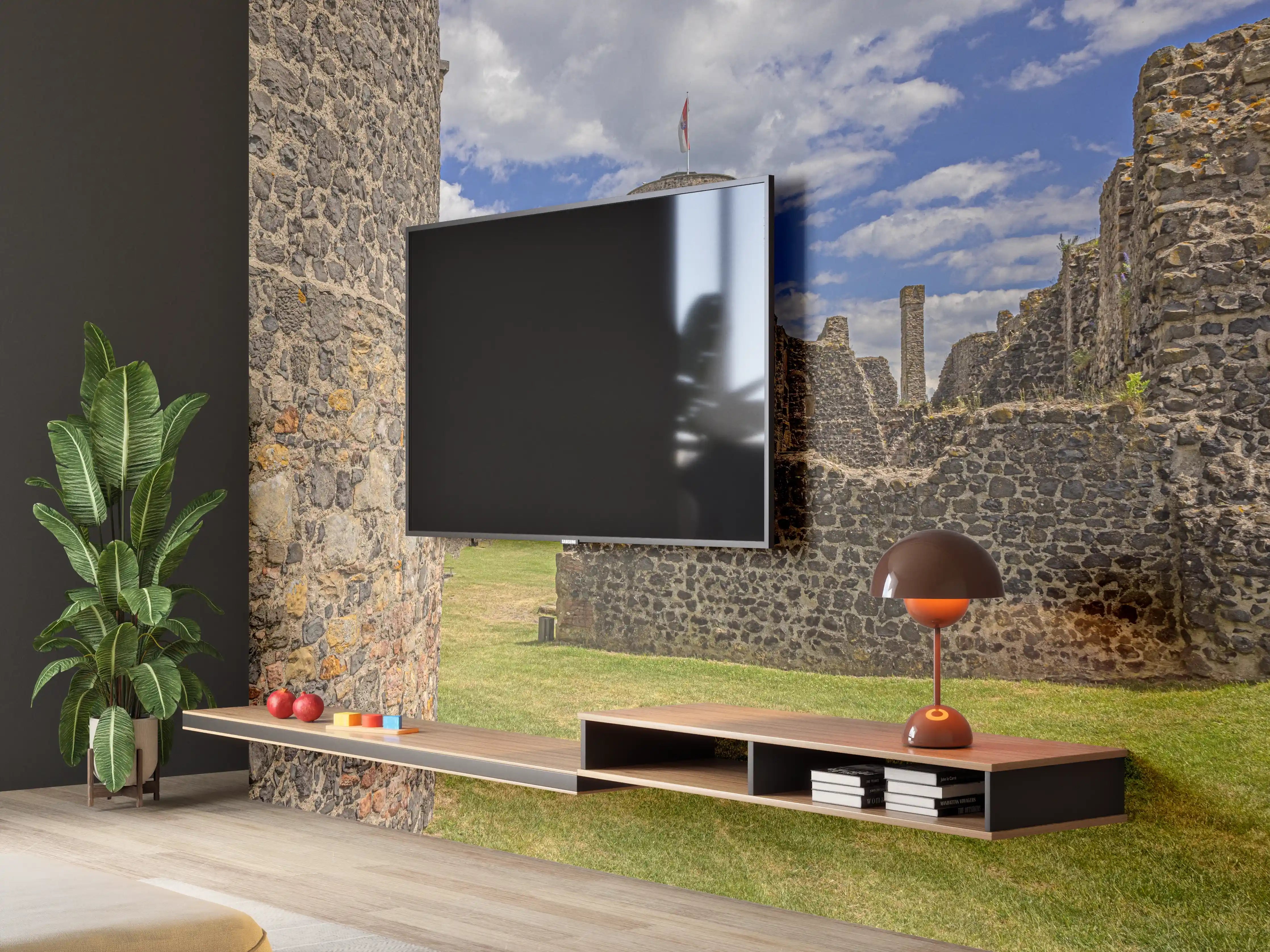 Wandverkleidung Wohnzimmer - Bild von der Burgruine Münzenberg in Hessen