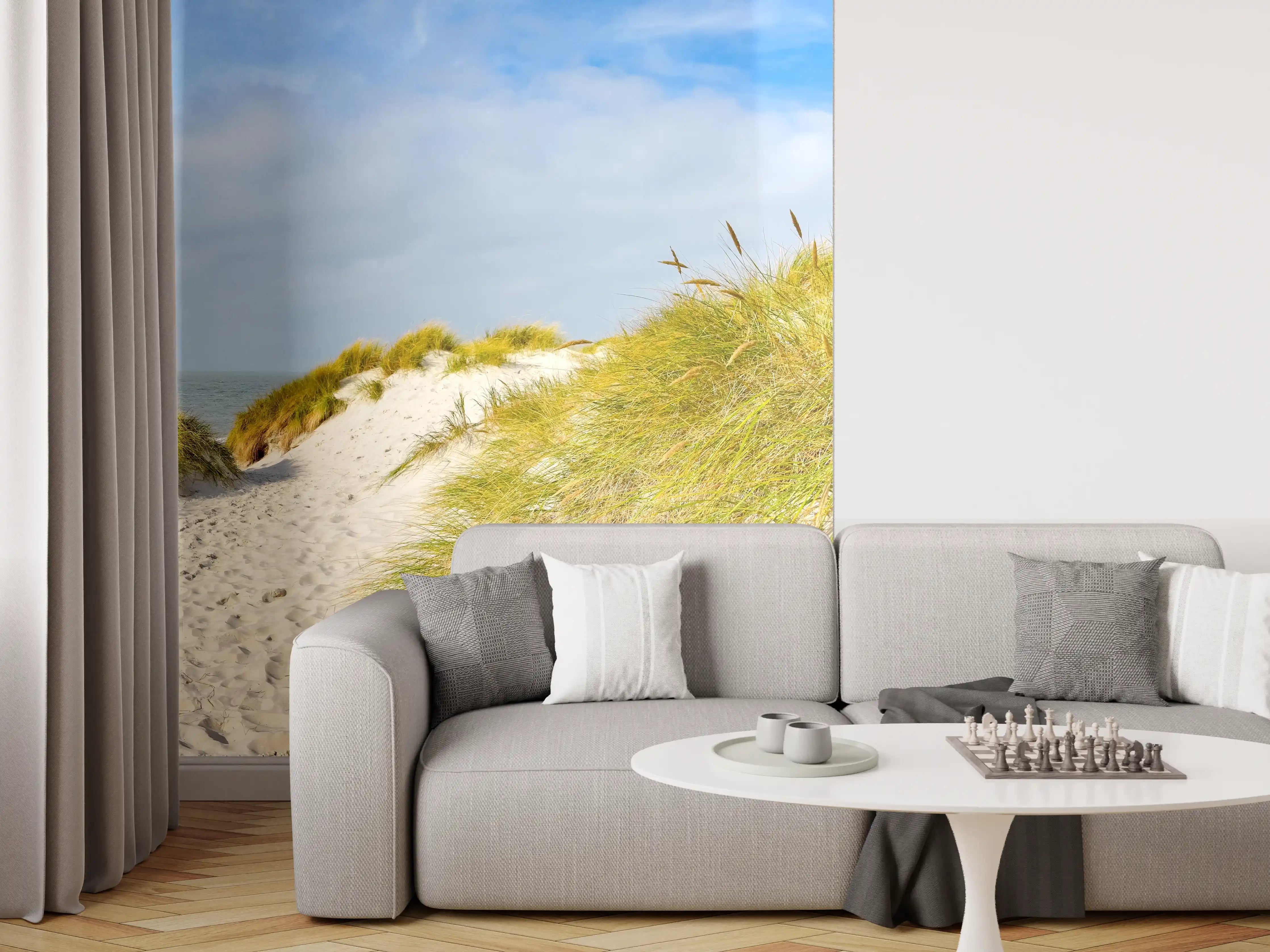Wandverkleidung Wohnzimmer - Bilderbuch-Strandlandschaft mit Dünen