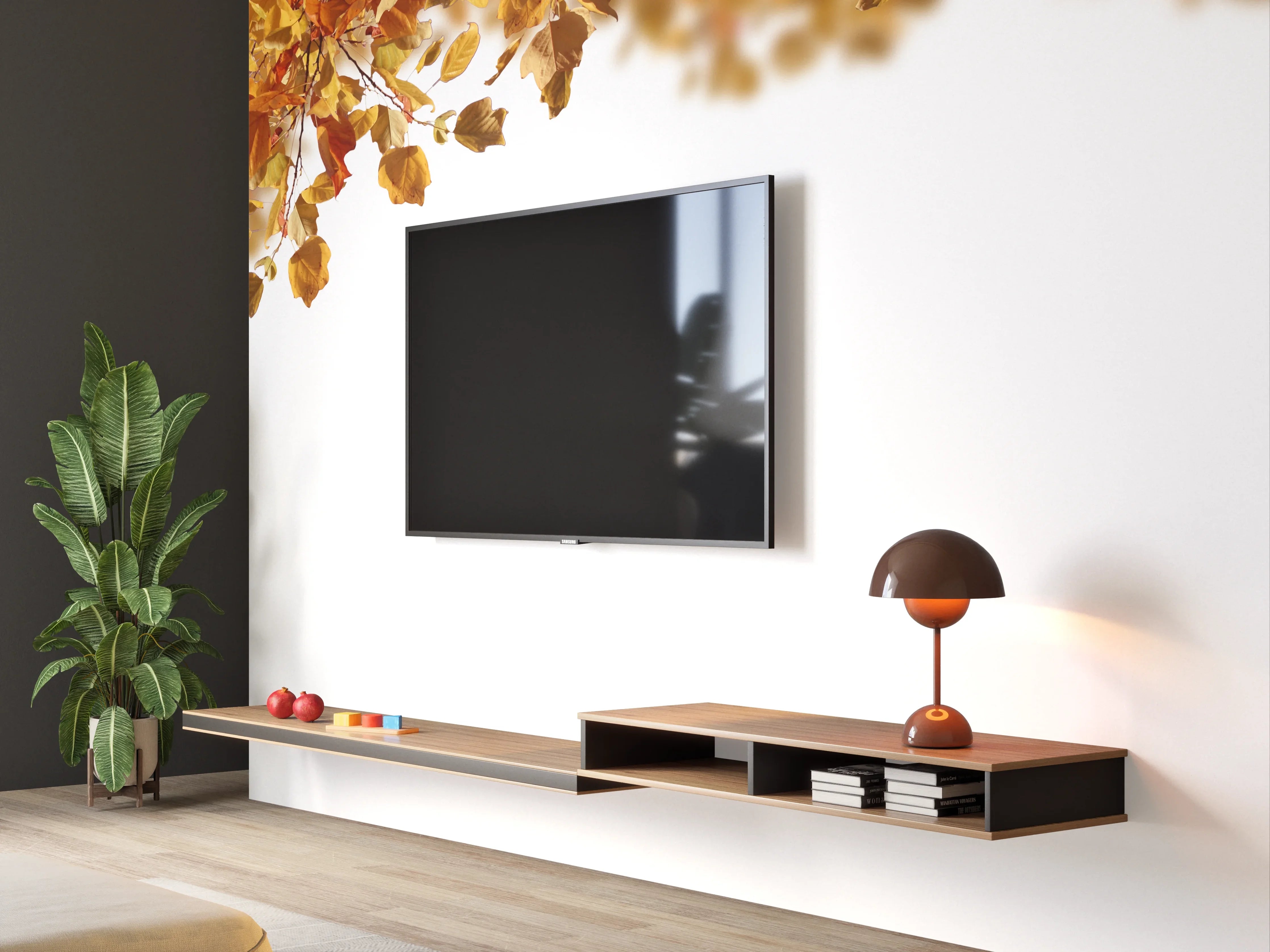 Wandverkleidung Wohnzimmer - Blätter im Herbst