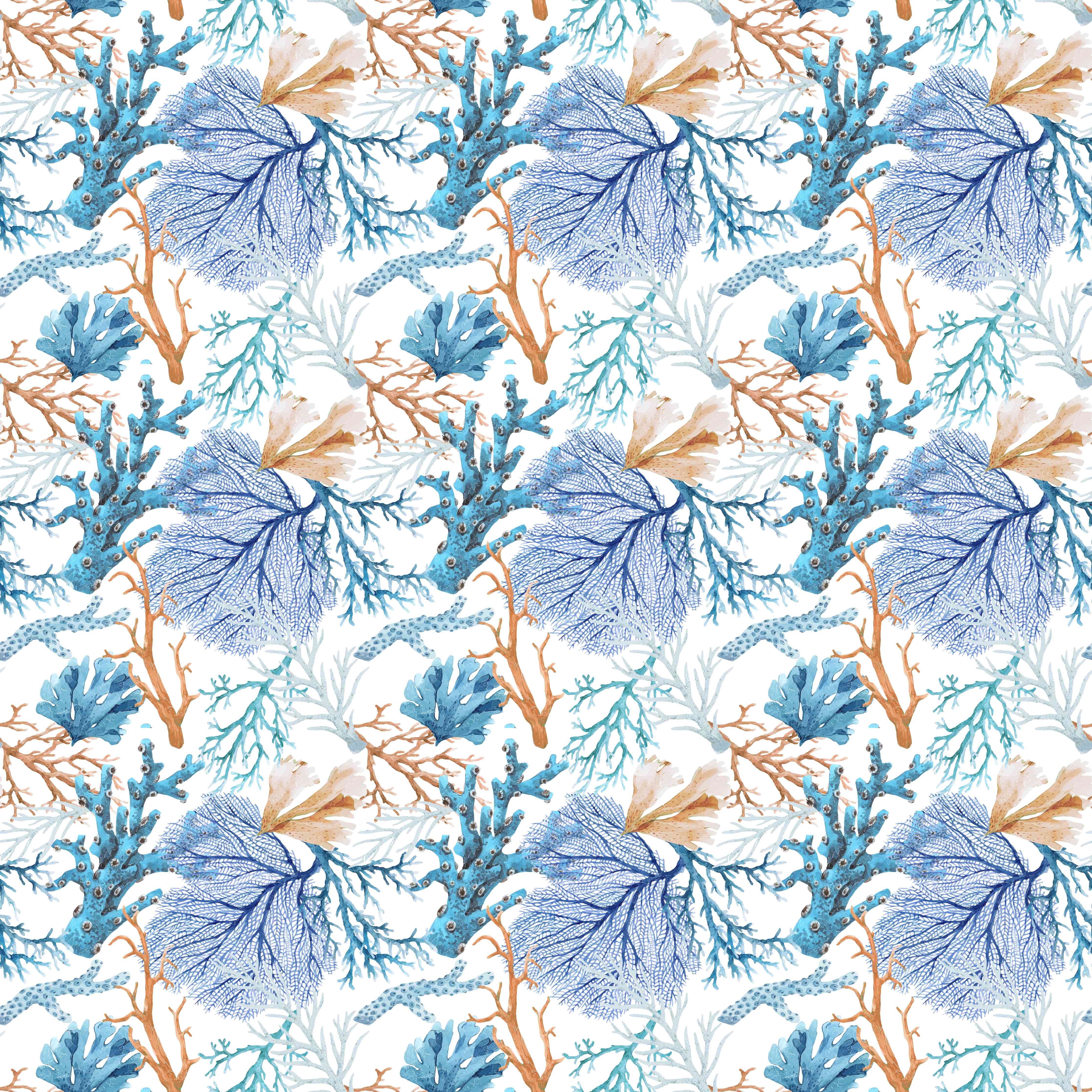 Wandverkleidung Wohnzimmer-Blau-Beige Korallenmuster