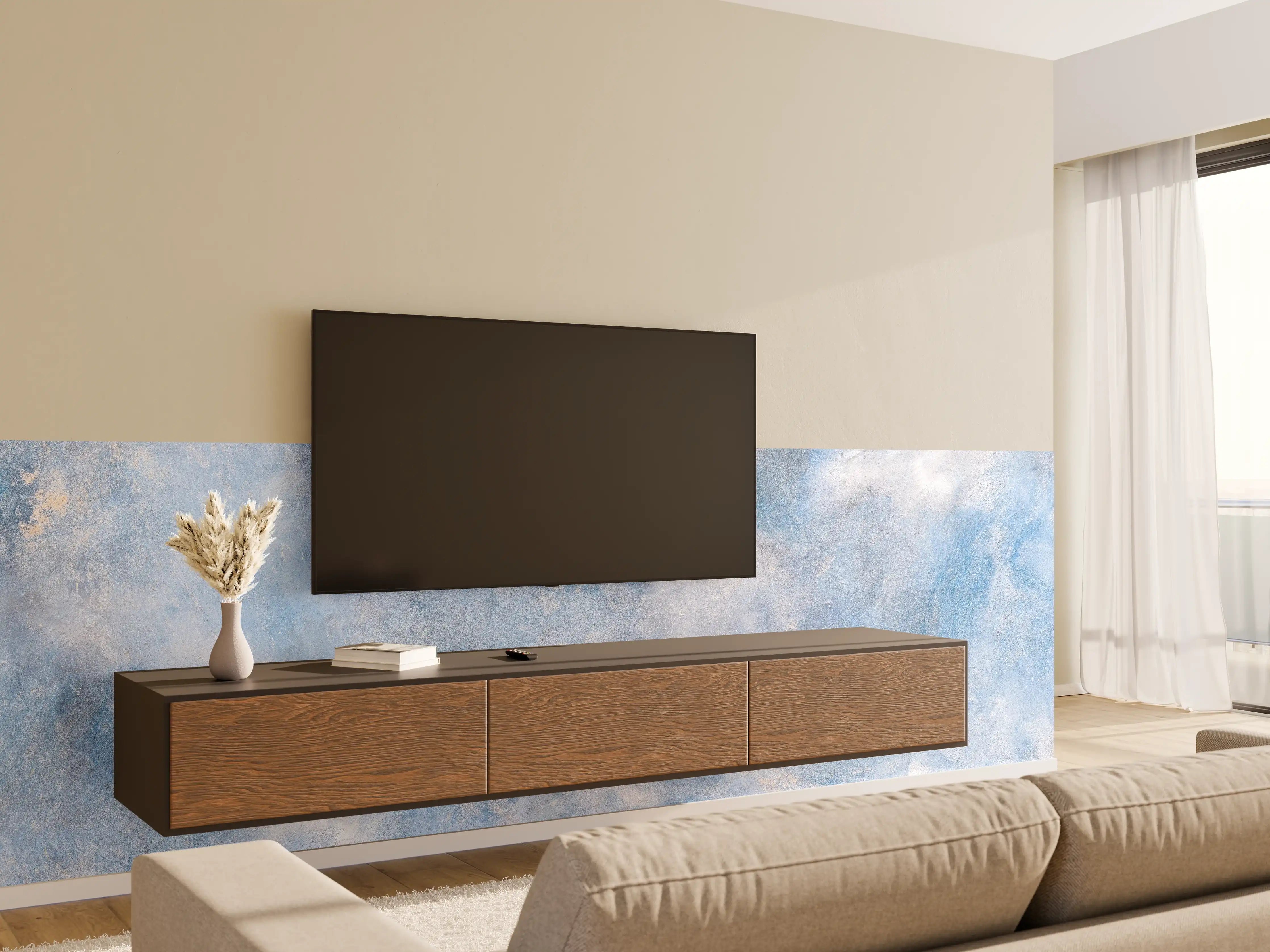 Wandverkleidung Wohnzimmer - Blaue Marmor Textur
