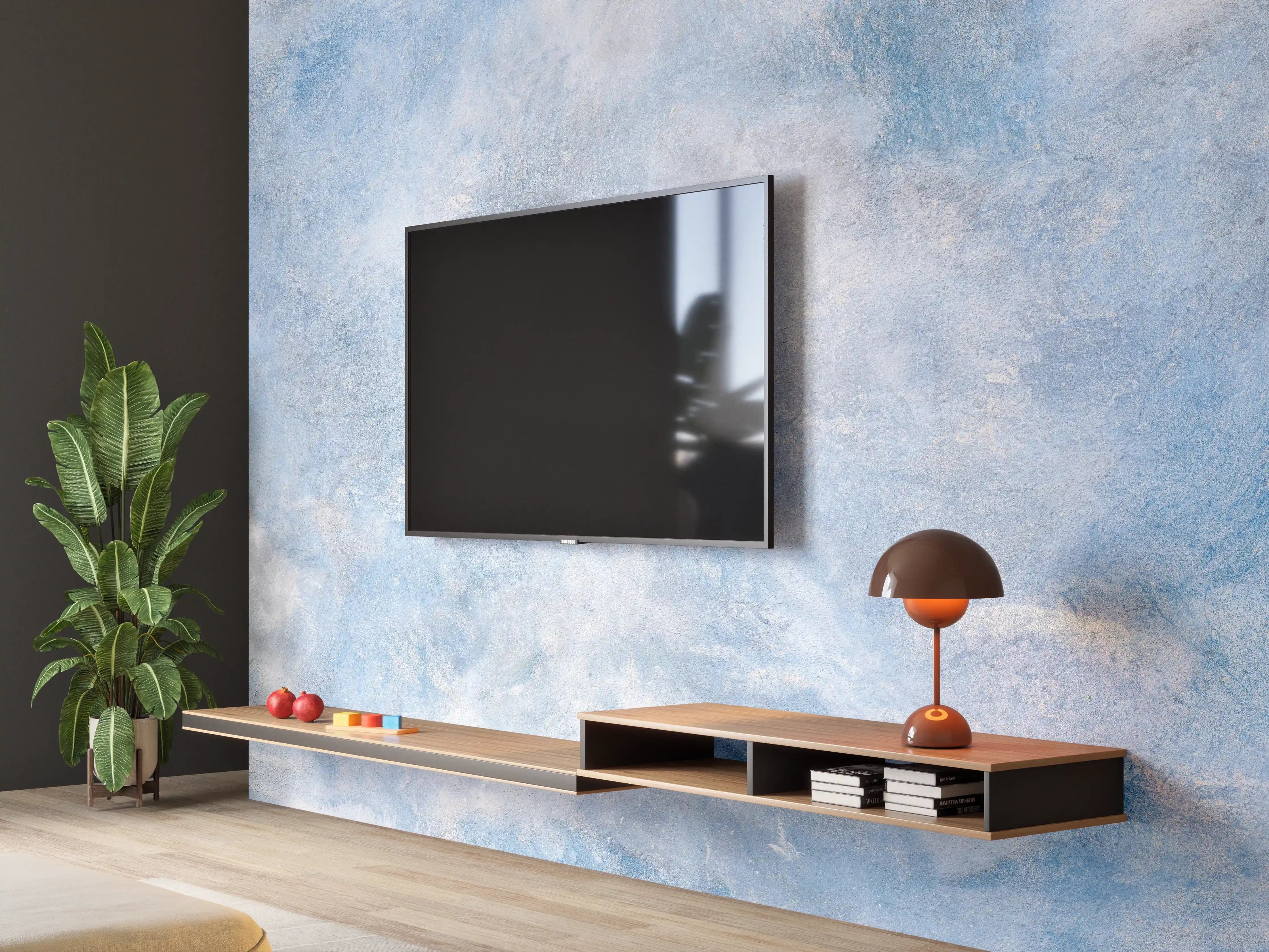Wandverkleidung Wohnzimmer - Blaue Marmor Textur