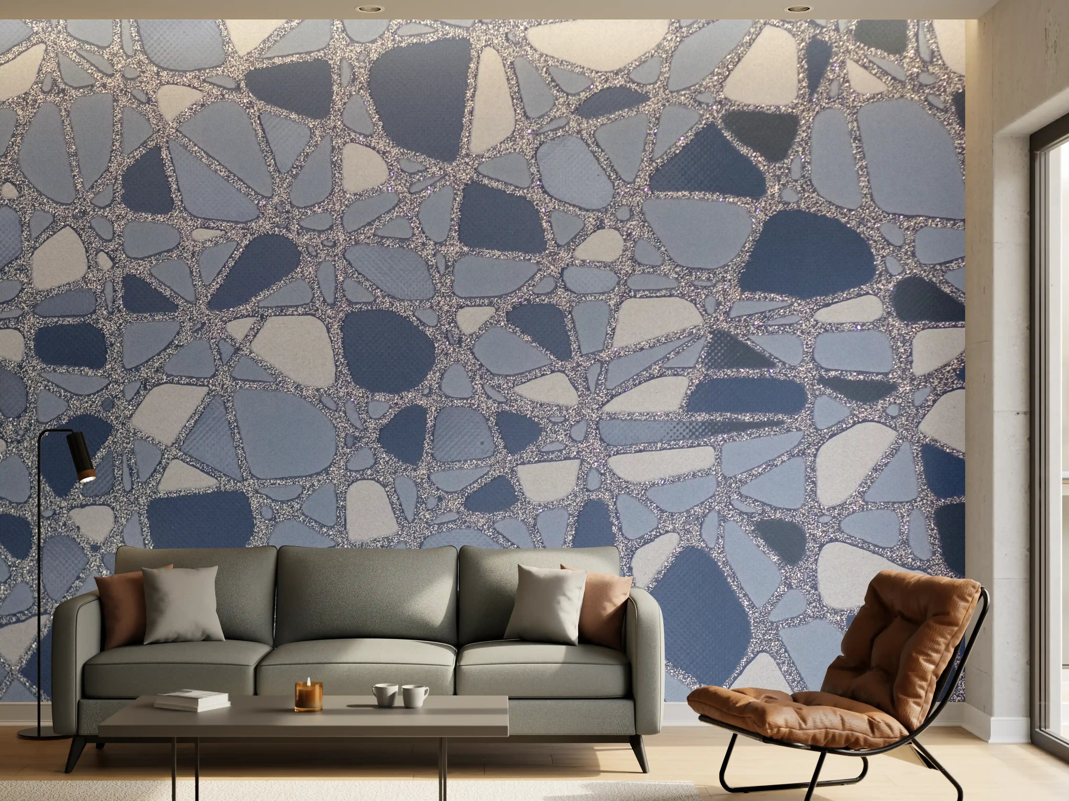 Wandverkleidung Wohnzimmer - Blaue Mosaikfliesen – Raffinierte Raumgestaltung