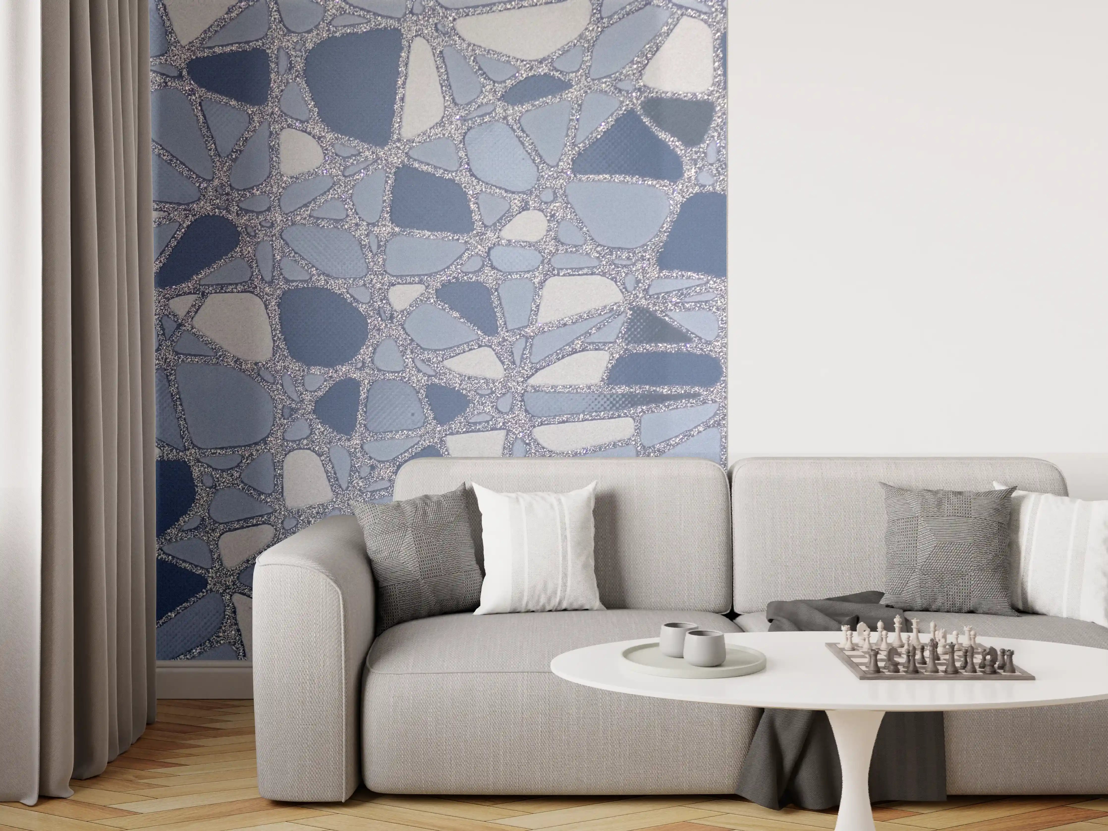 Wandverkleidung Wohnzimmer - Blaue Mosaikfliesen – Raffinierte Raumgestaltung