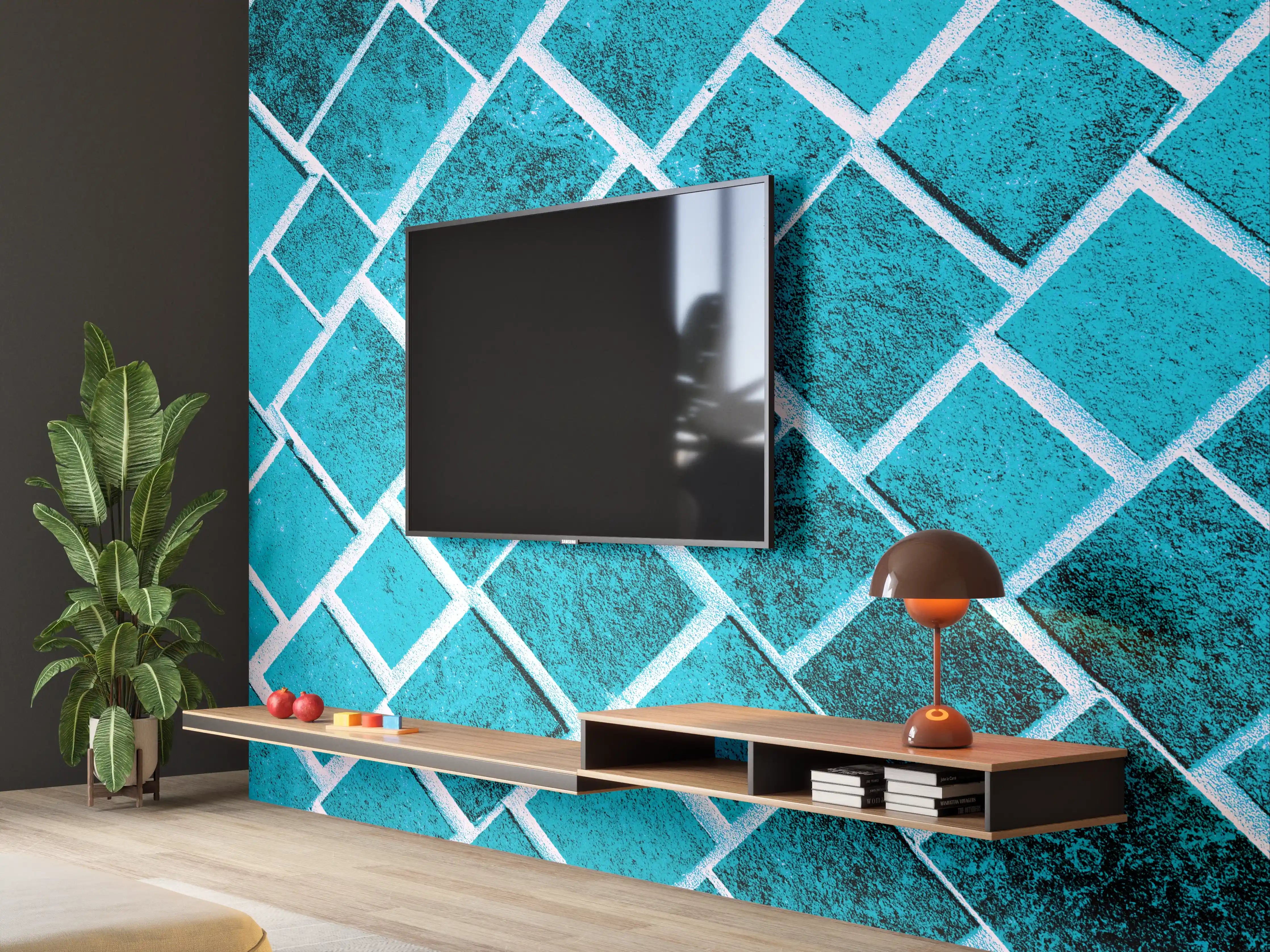 Wandverkleidung Wohnzimmer - Blaue Mosaikfliesen im Wasser