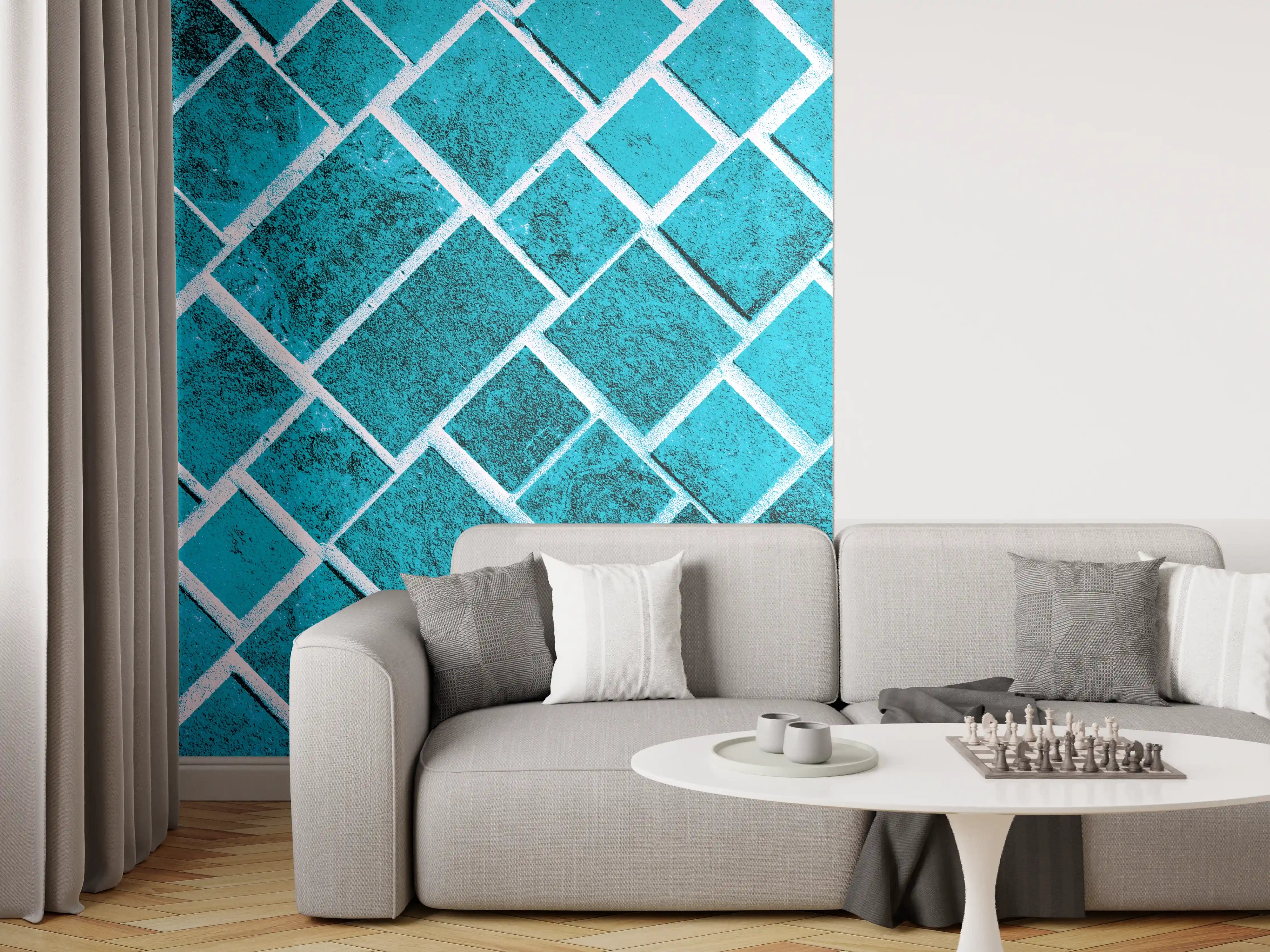 Wandverkleidung Wohnzimmer - Blaue Mosaikfliesen im Wasser