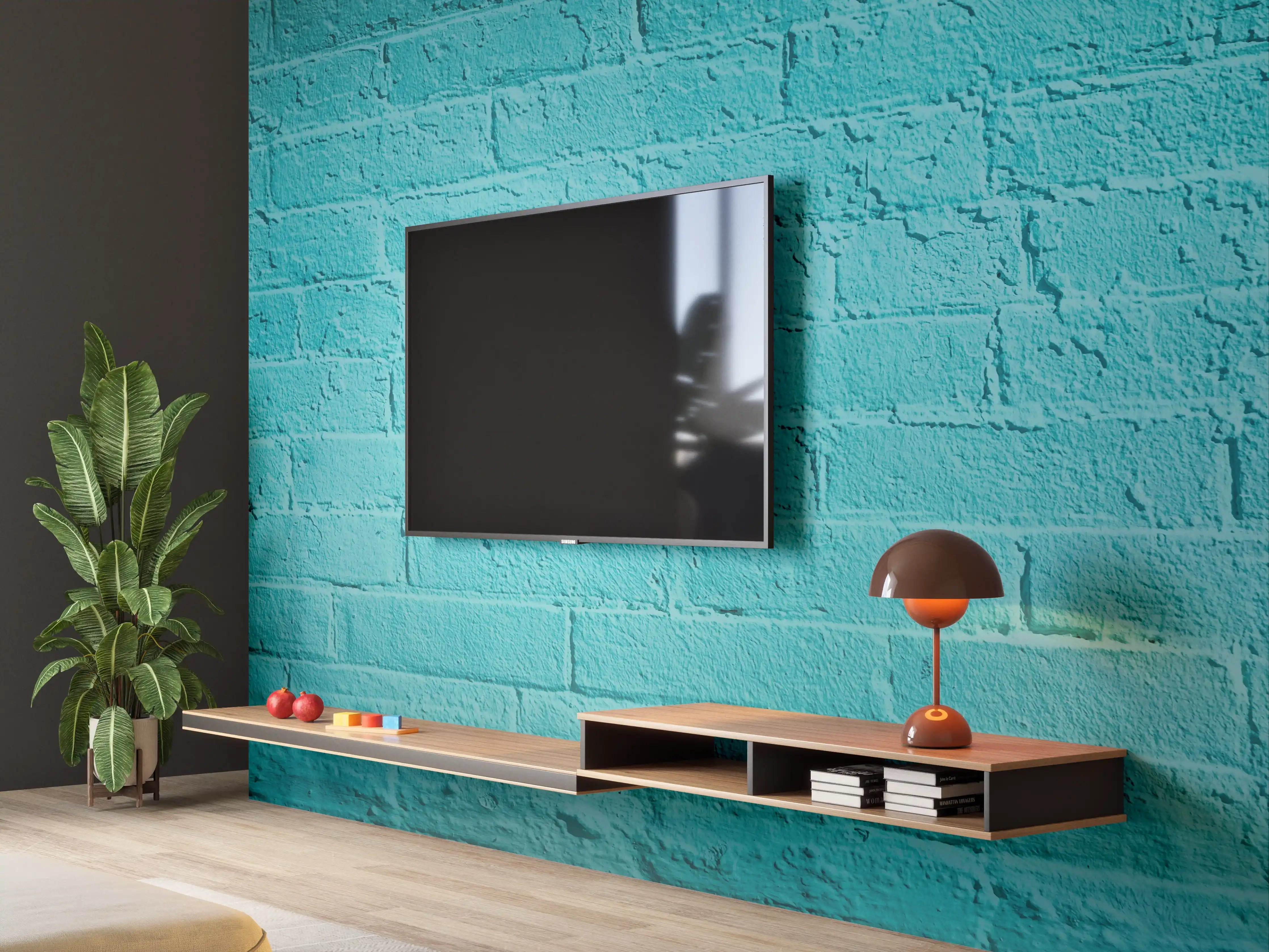 Wandverkleidung Wohnzimmer - Blaue Wand mit Textur