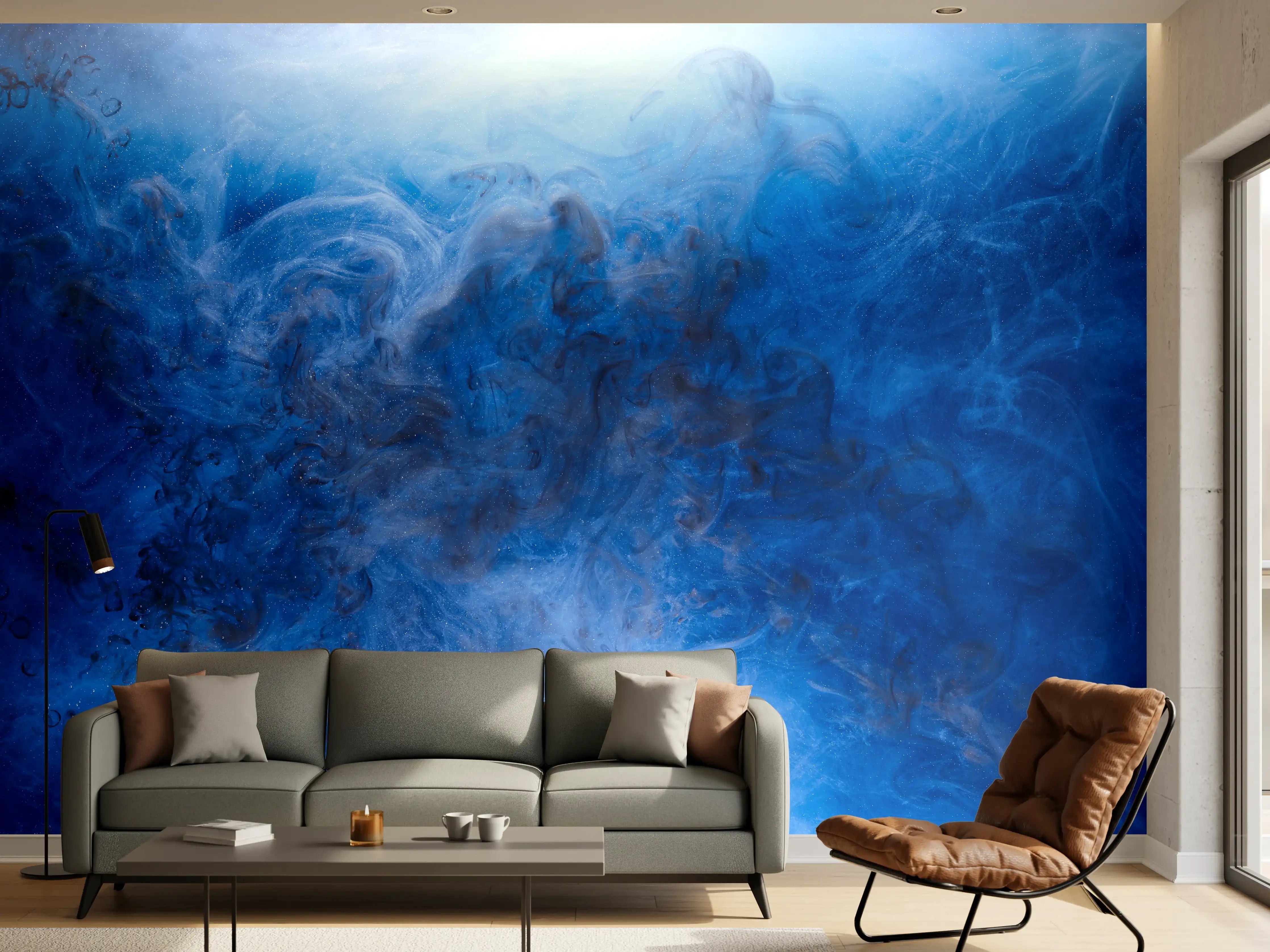 Wandverkleidung Wohnzimmer - Blauer Rauch