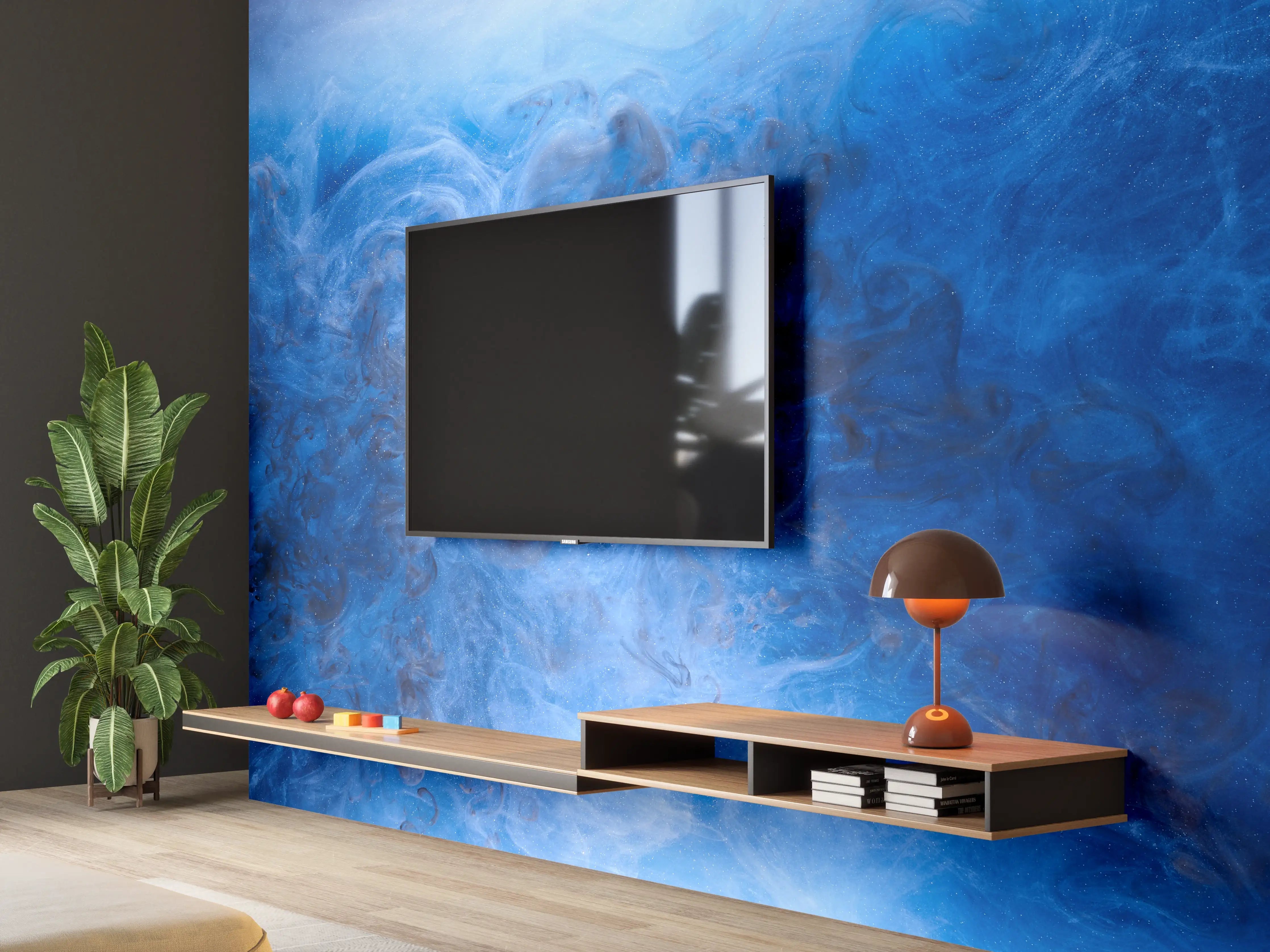 Wandverkleidung Wohnzimmer - Blauer Rauch