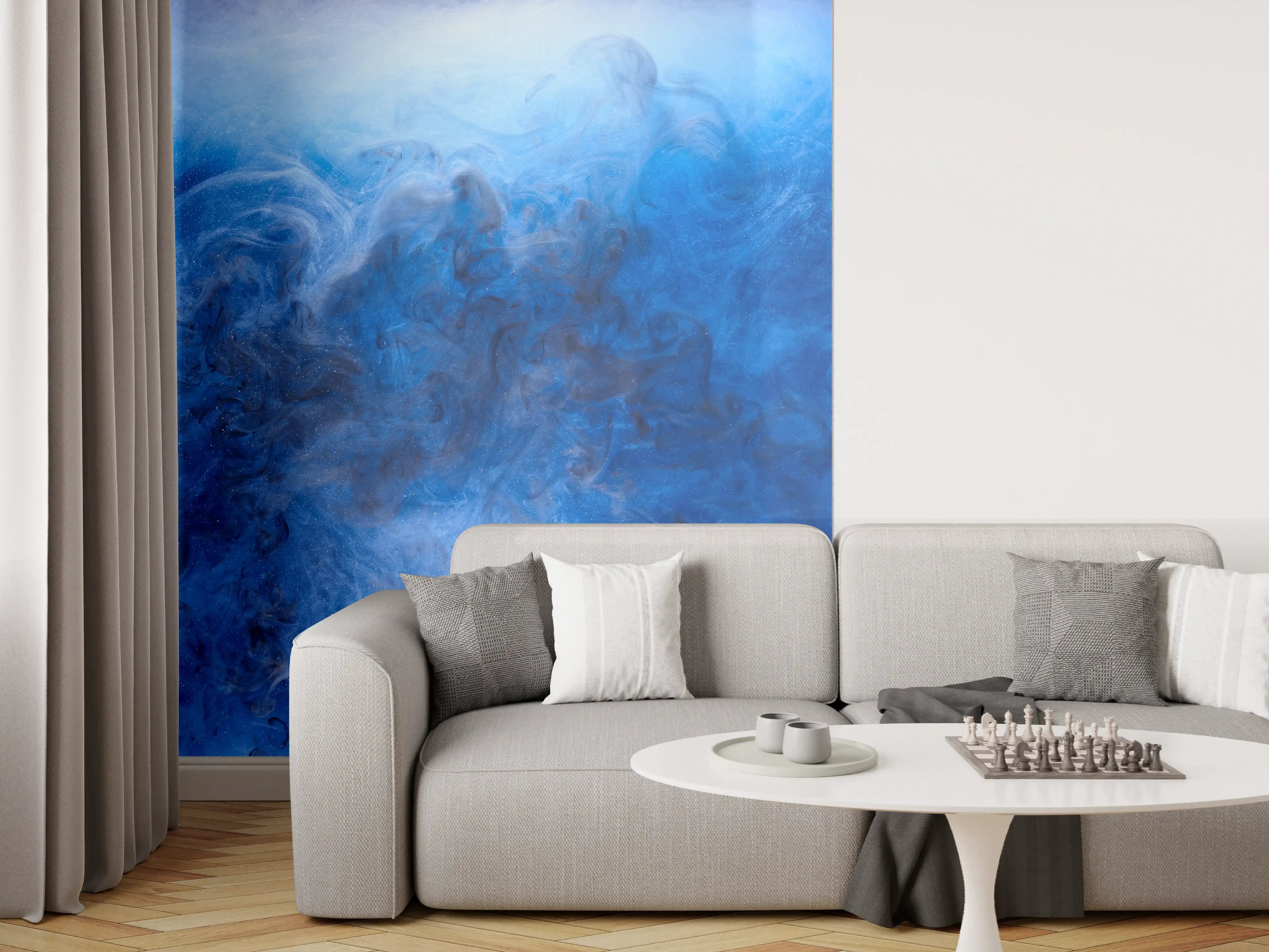 Wandverkleidung Wohnzimmer - Blauer Rauch