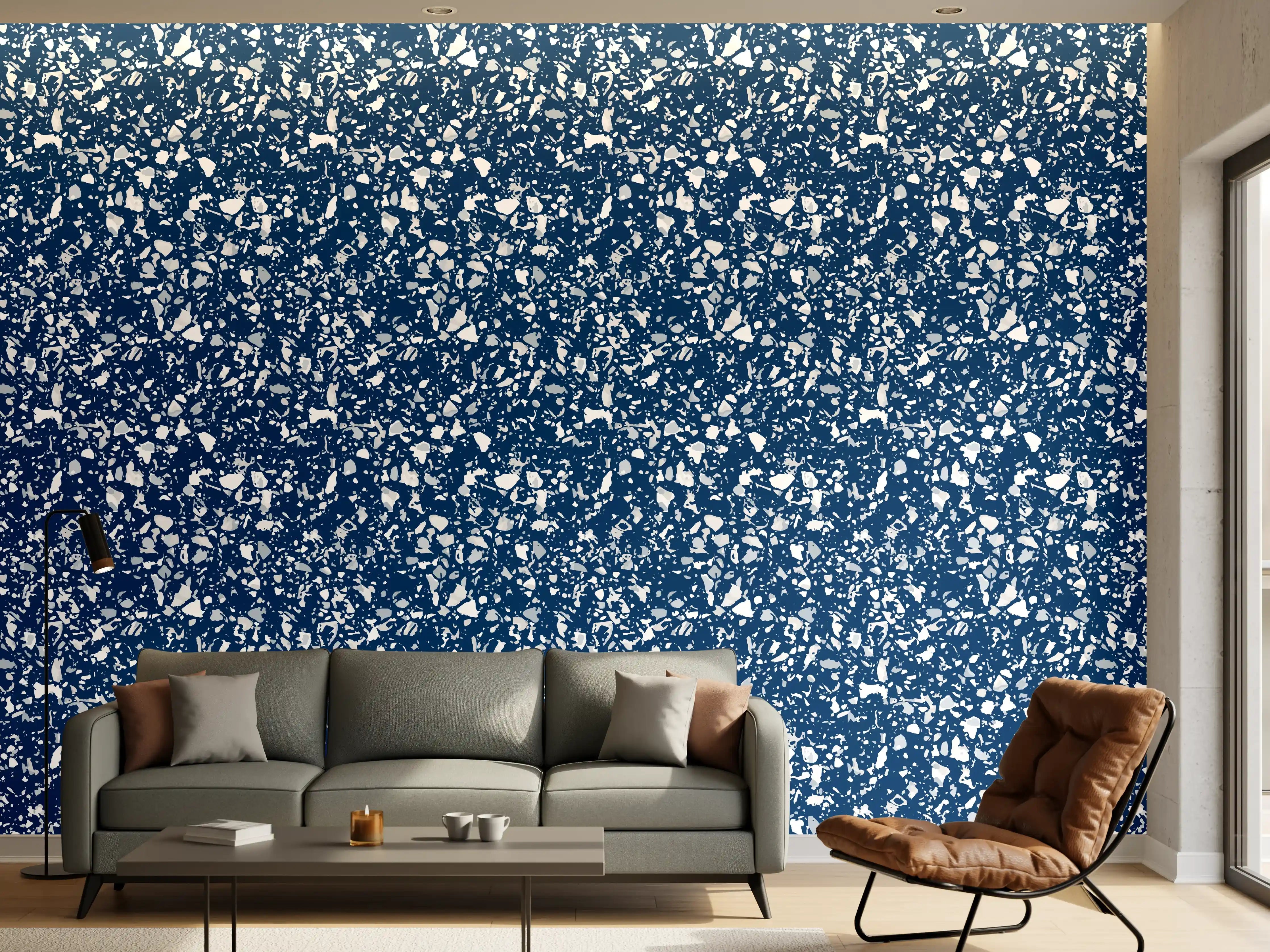 Wandverkleidung Wohnzimmer - Blauer Schnee-Effekt