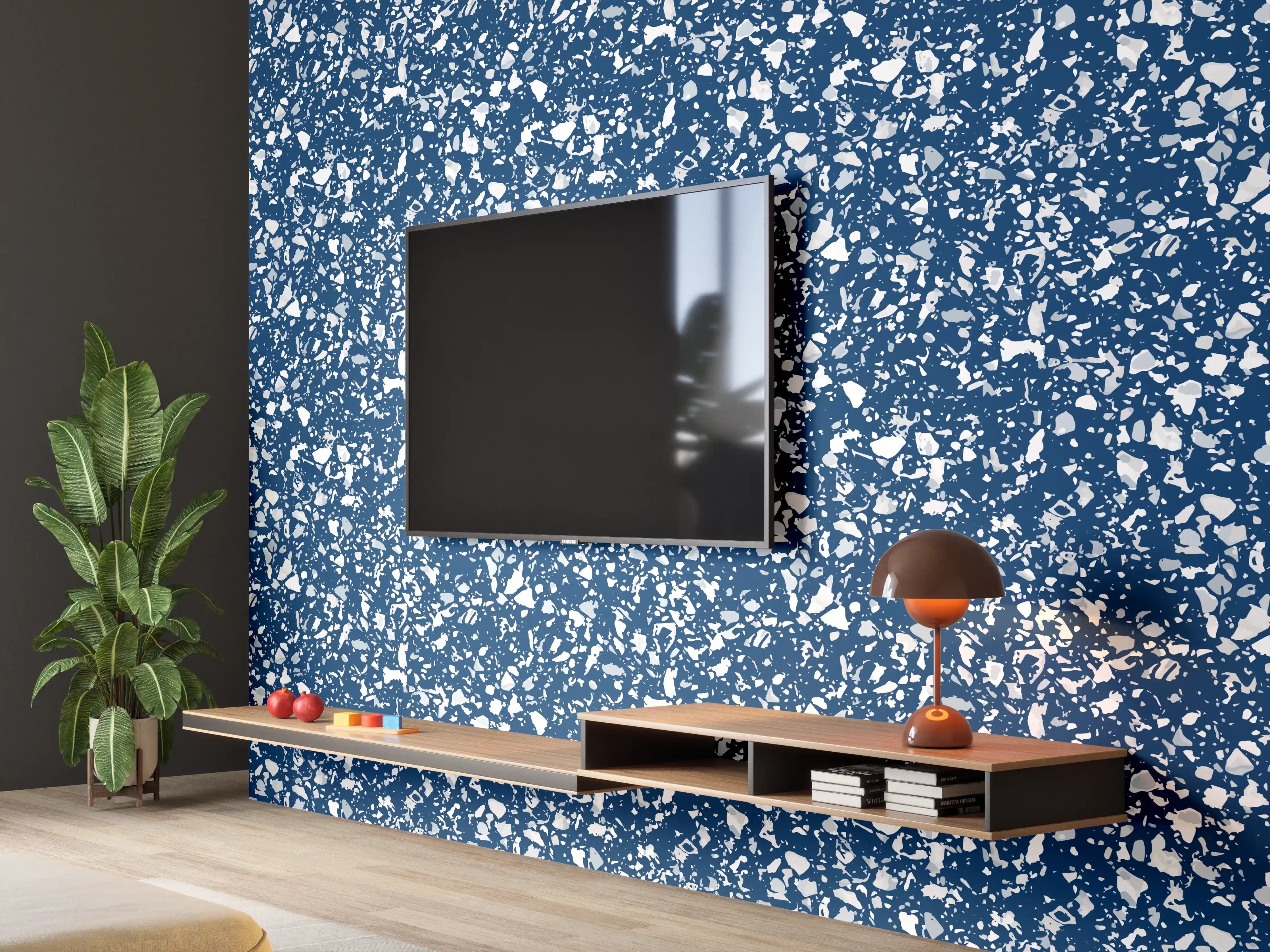 Wandverkleidung Wohnzimmer - Blauer Schnee-Effekt