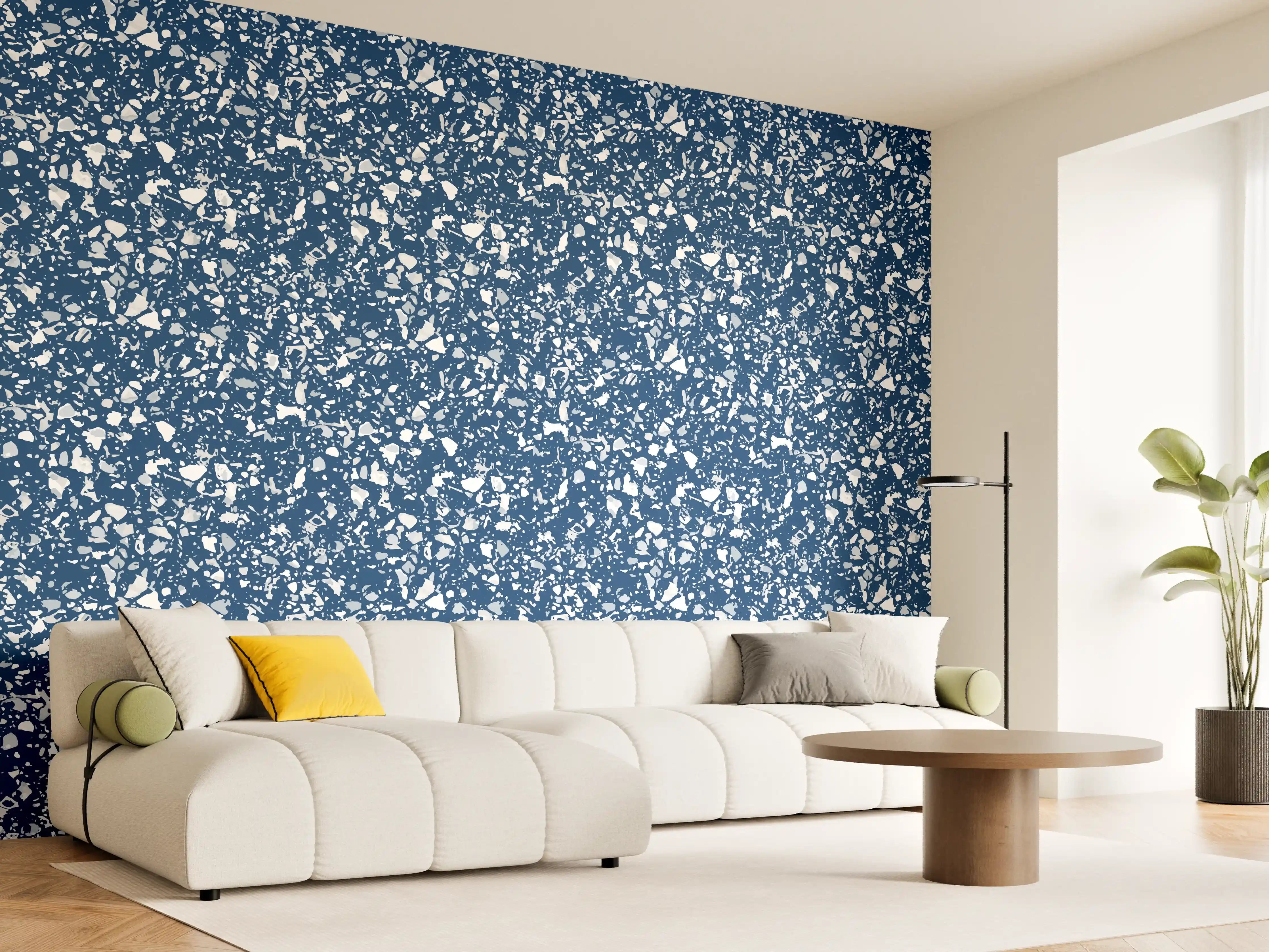 Wandverkleidung Wohnzimmer - Blauer Schnee-Effekt