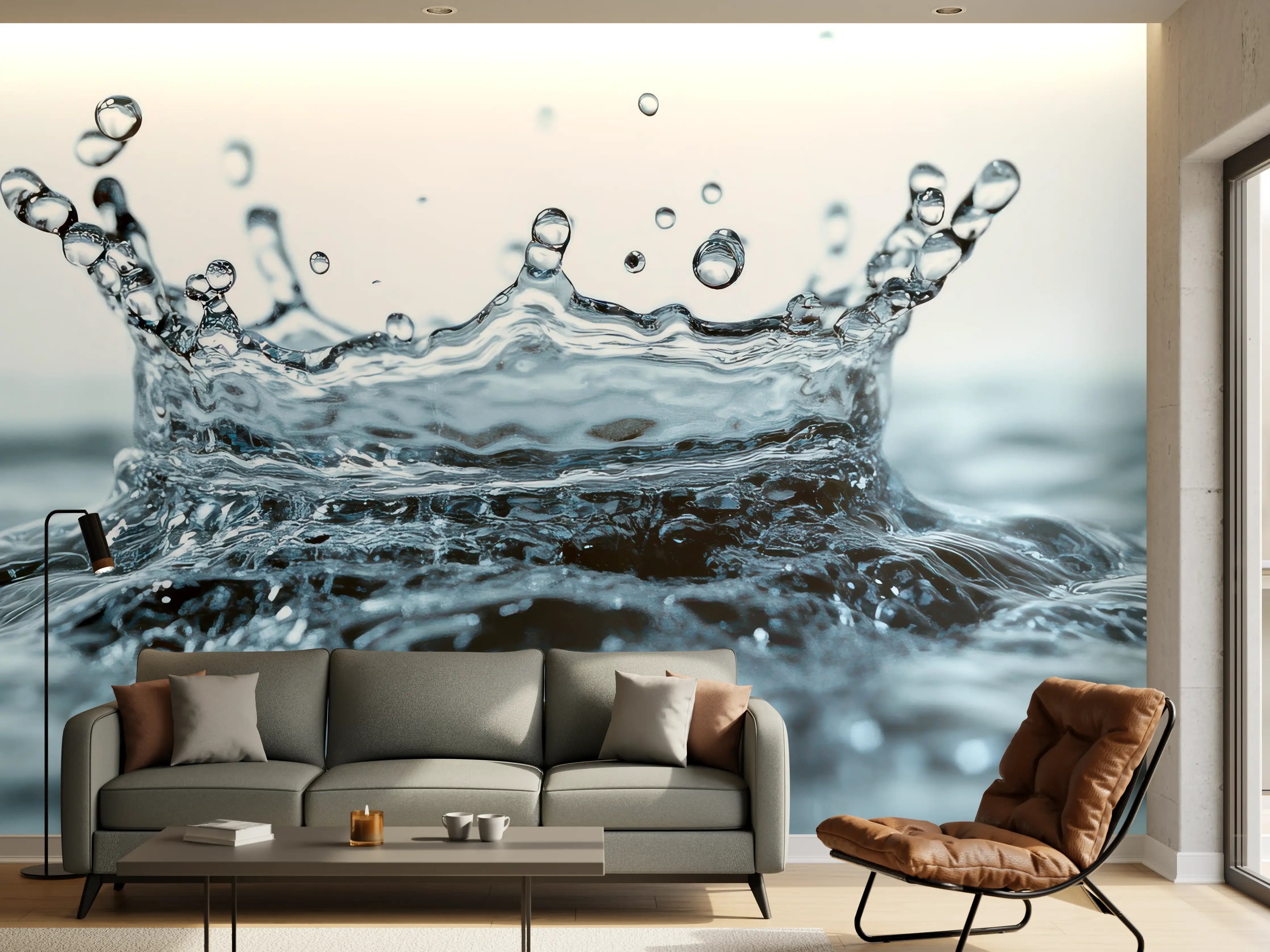 Wandverkleidung Wohnzimmer - Blauer Wasser-Splash