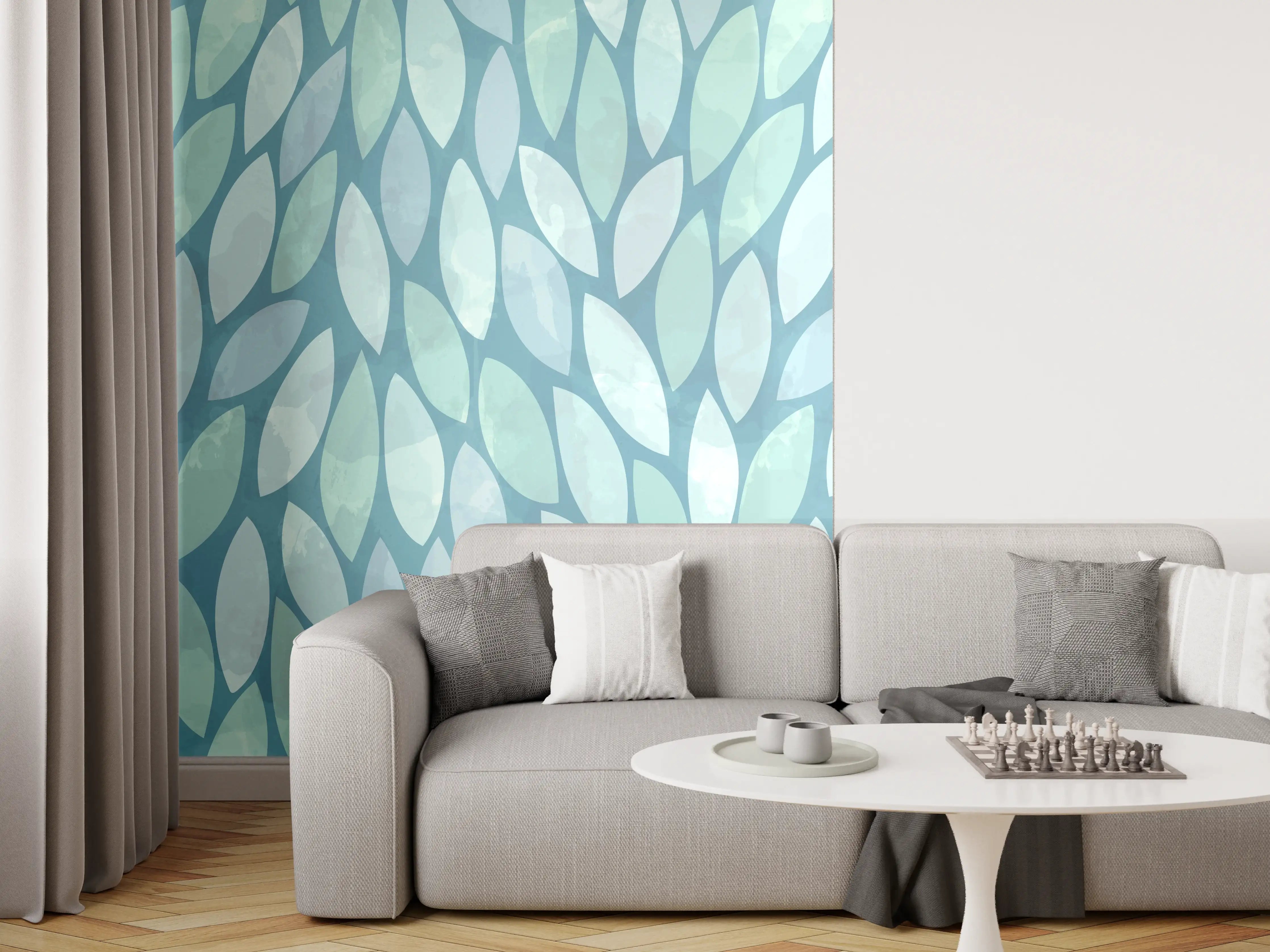 Wandverkleidung Wohnzimmer - Blaues Mosaikmuster - Moderne Wandgestaltung