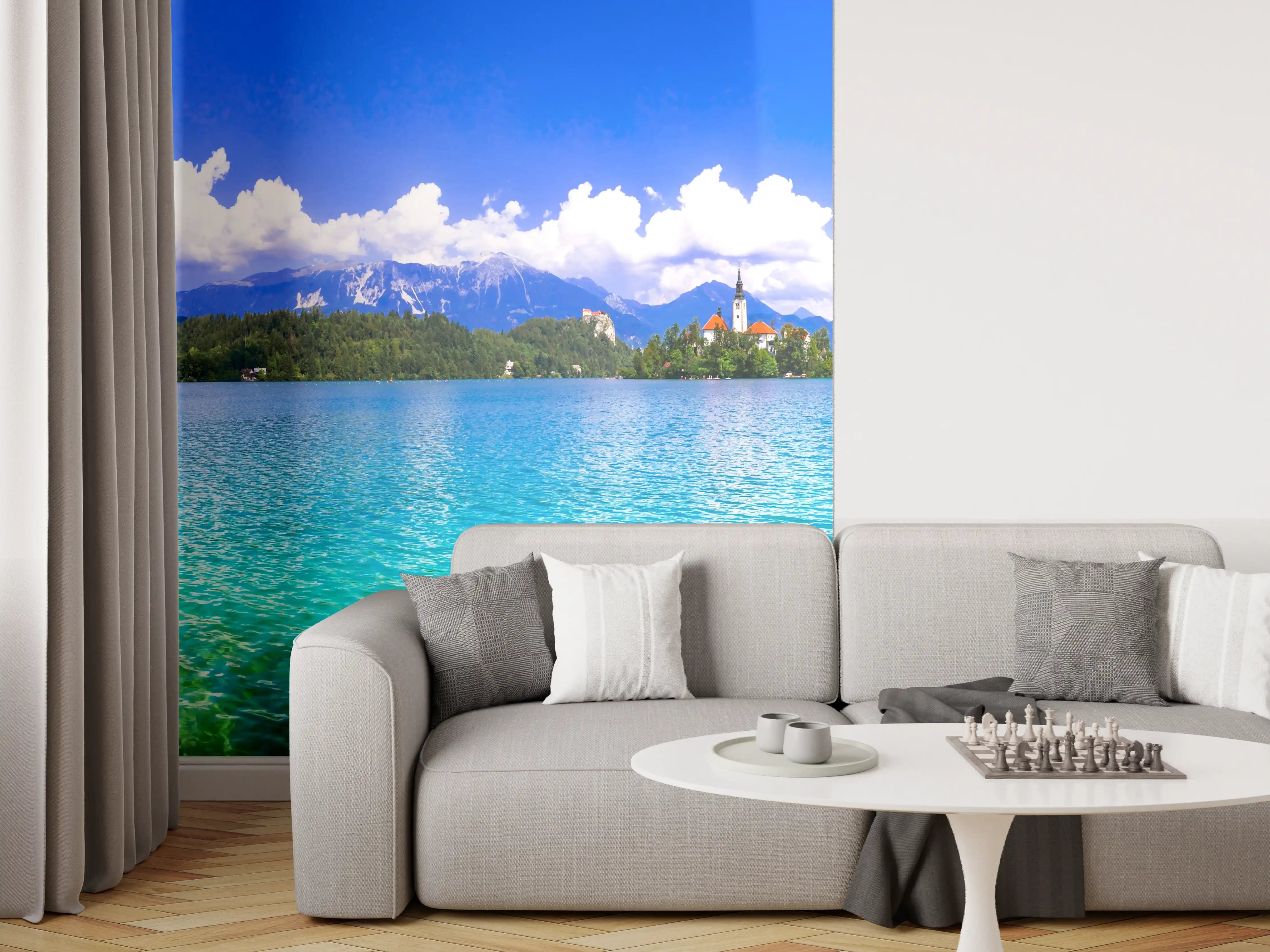 Wandverkleidung Wohnzimmer - Bleder See in Slowenien 1