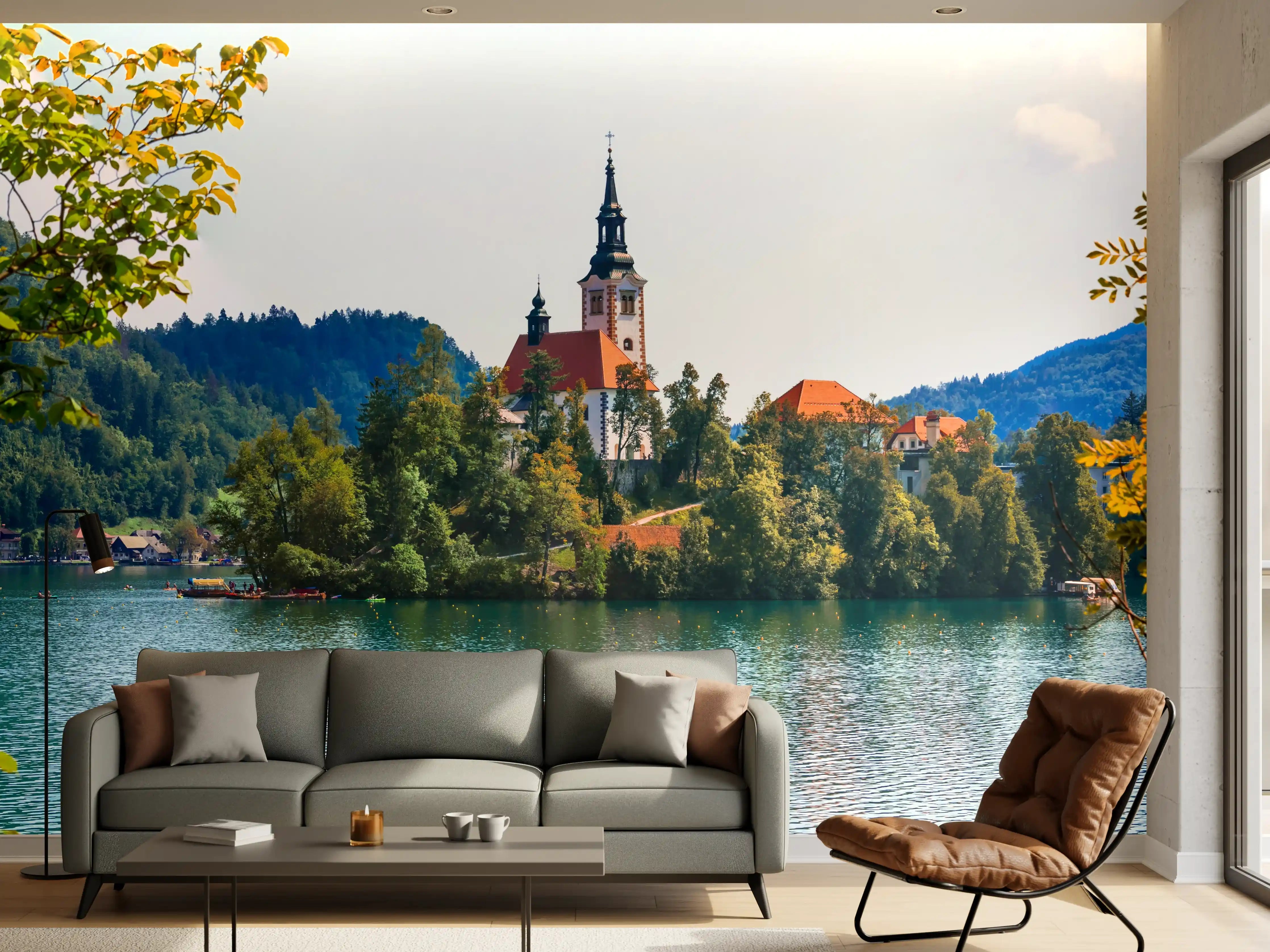 Wandverkleidung Wohnzimmer - Bleder See in Slowenien 2