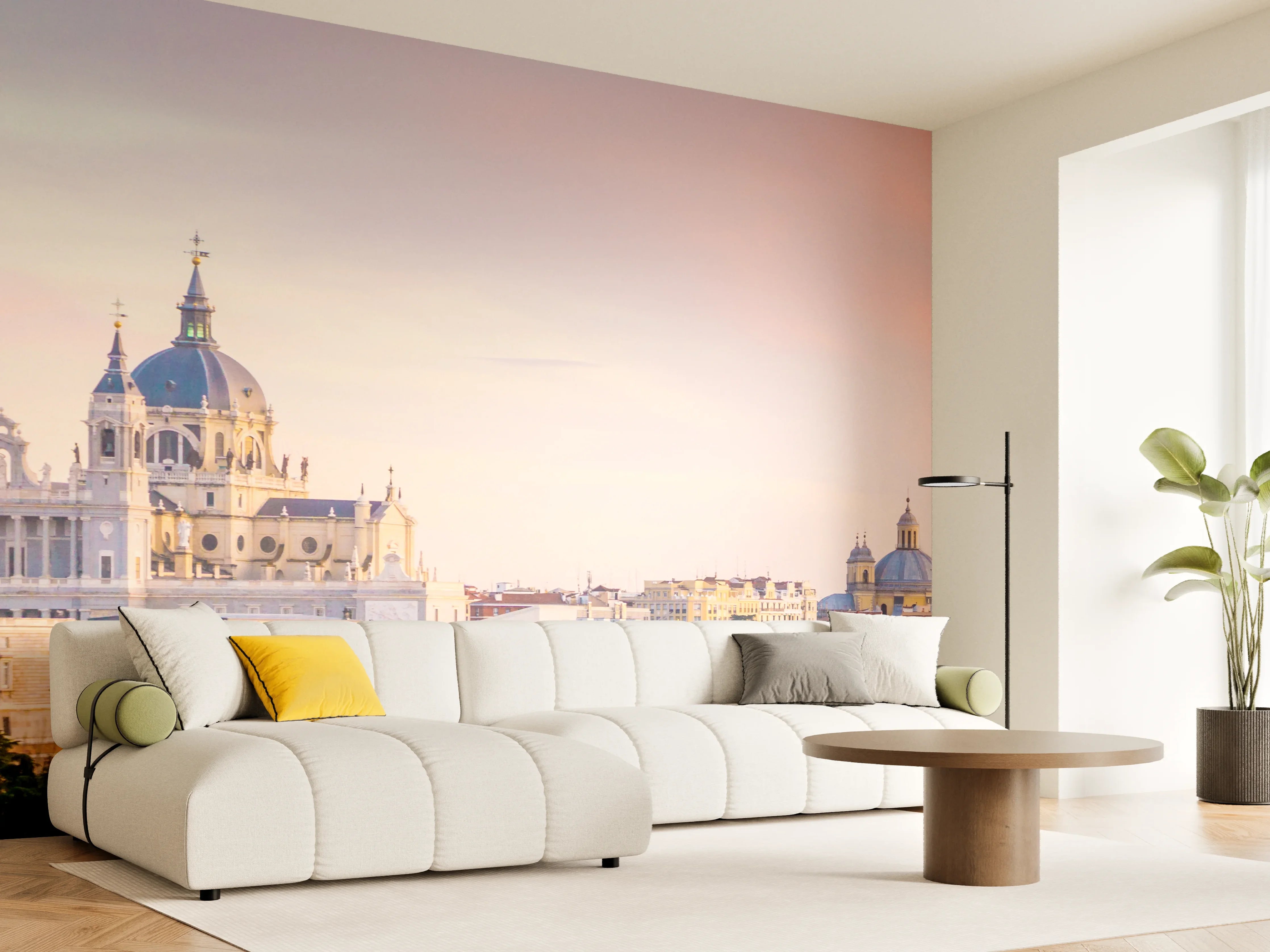 Wandverkleidung Wohnzimmer - Blick auf Madrid bei Sonnenuntergang