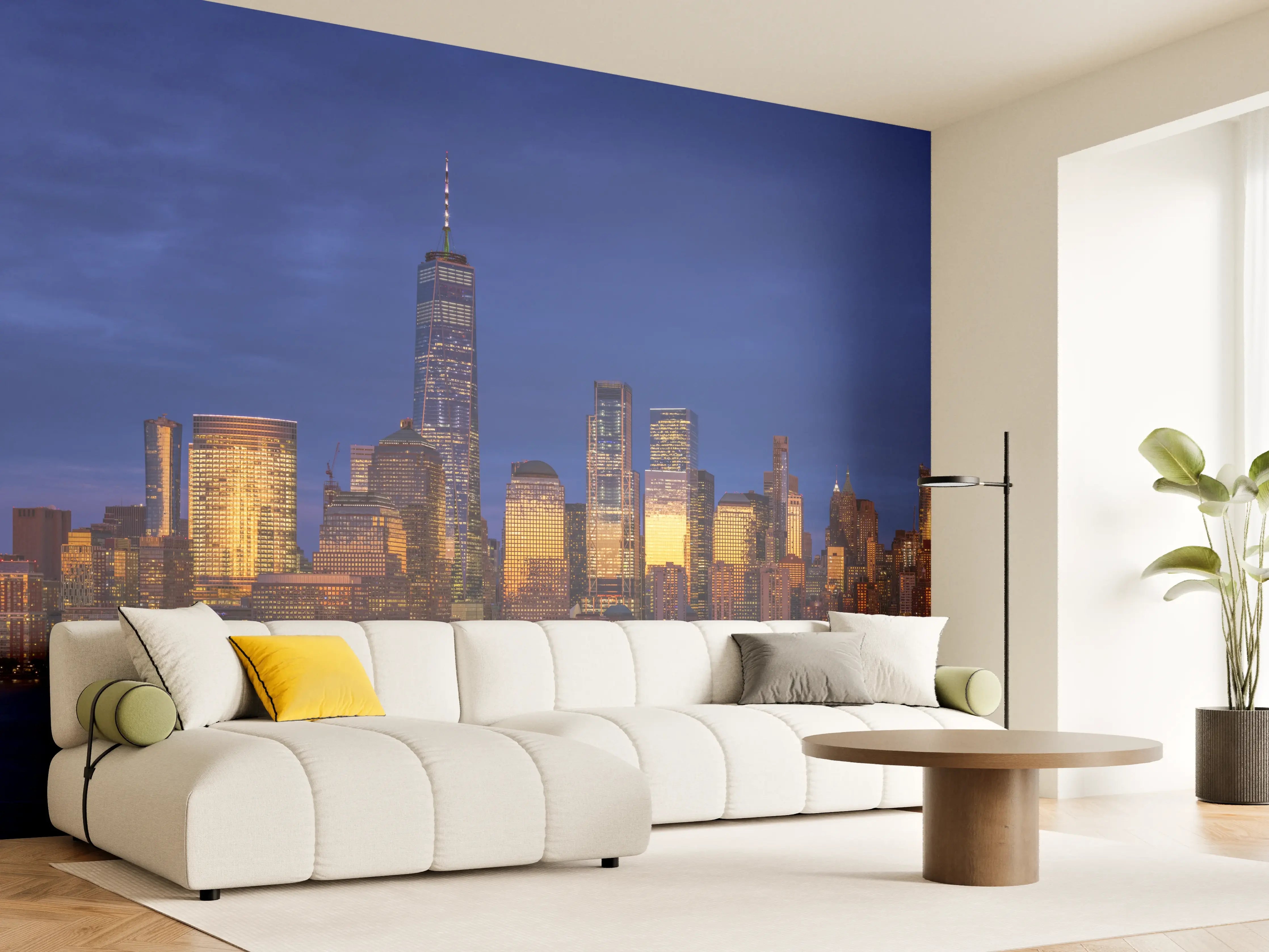 Wandverkleidung Wohnzimmer - Blick auf die Skyline von Manhattan