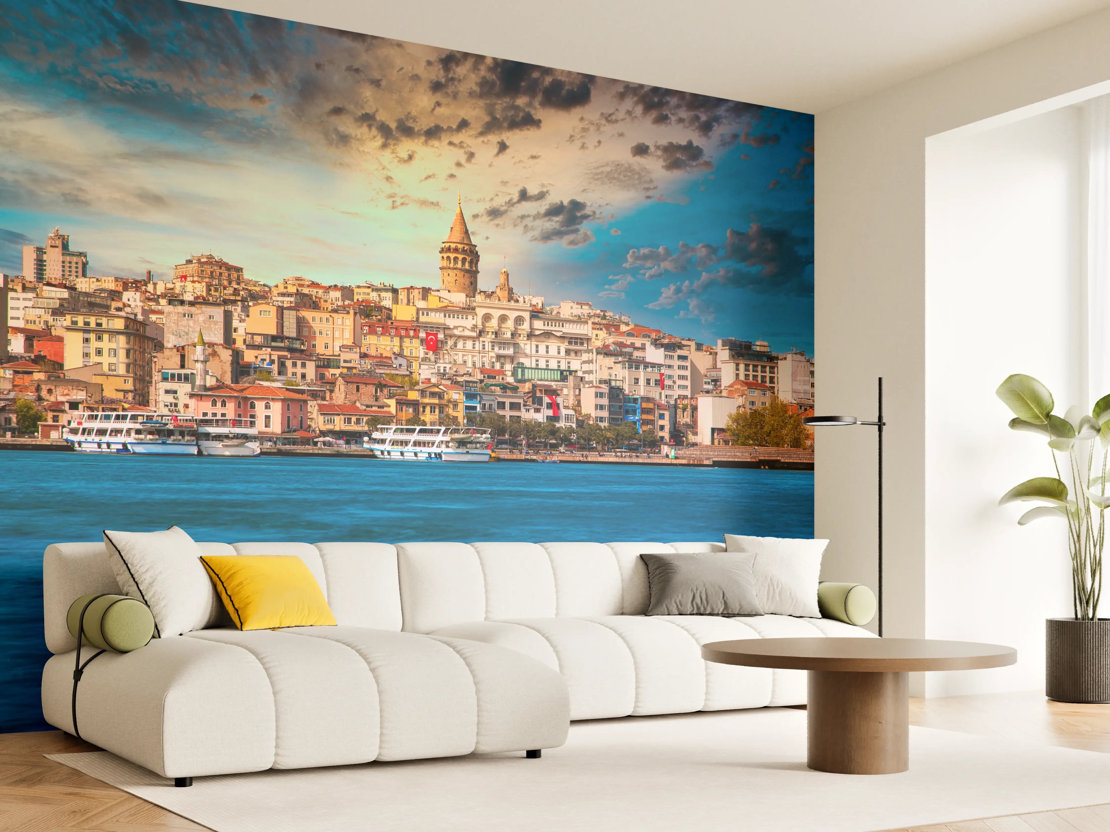 Wandverkleidung Wohnzimmer - Blick auf die beeindruckende Skyline und den Bosporus