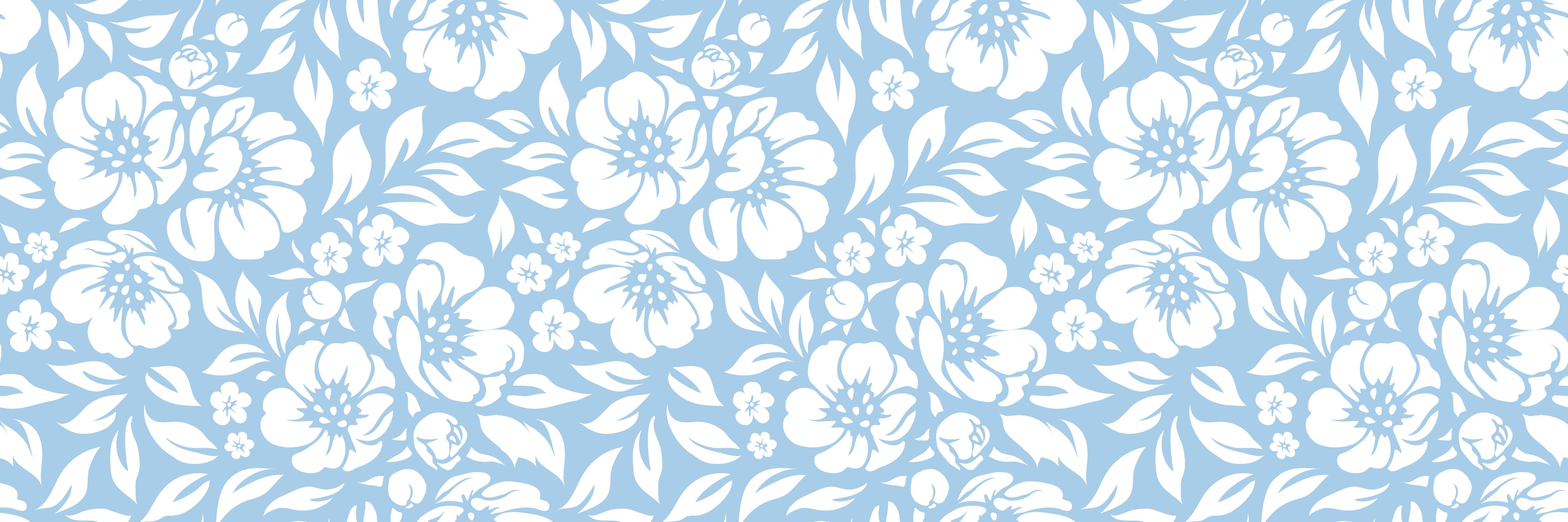 Wandverkleidung Wohnzimmer-Blumendesign mit eleganten weißen Blüten auf hellblauem Hintergrund
