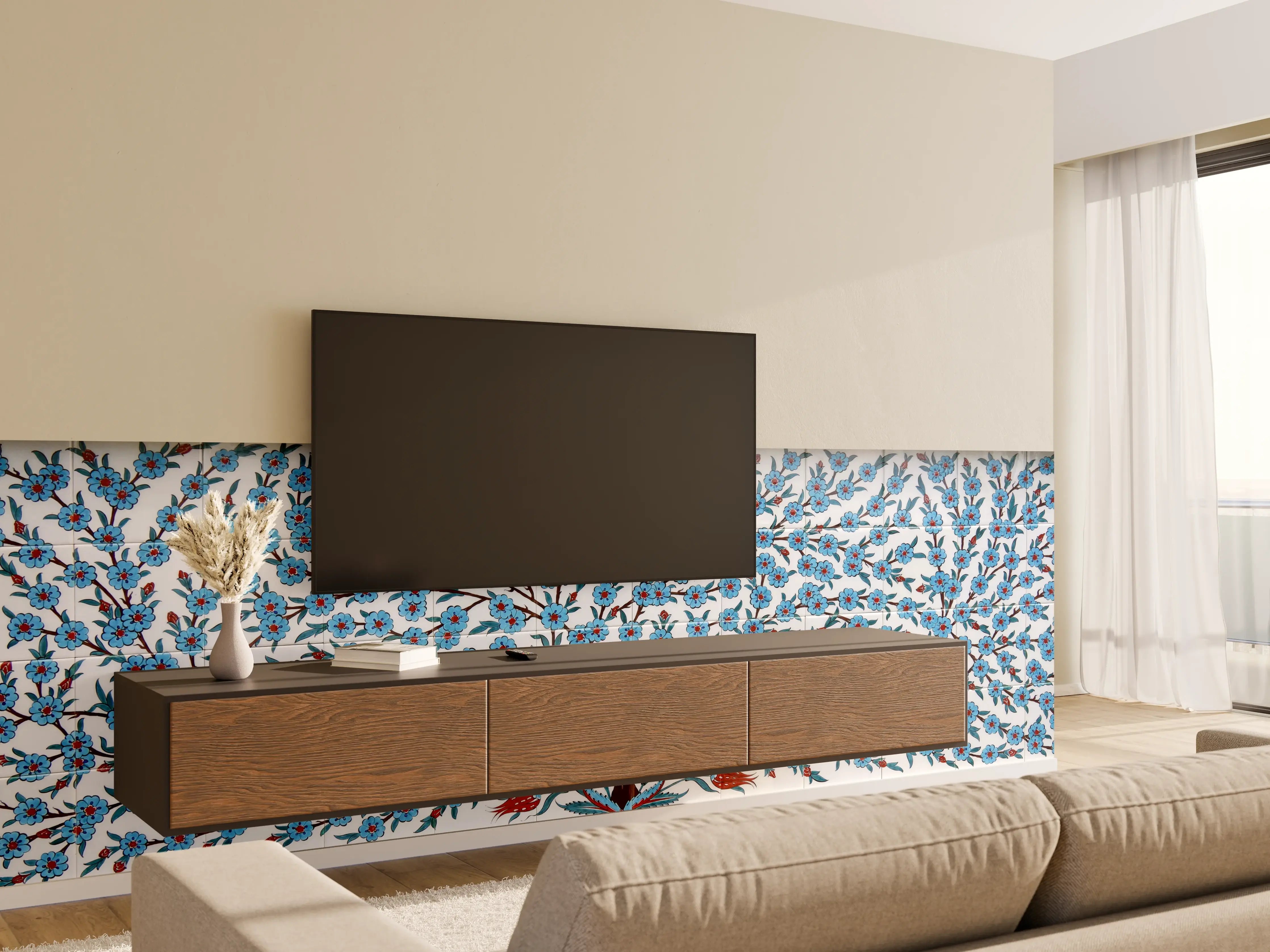 Wandverkleidung Wohnzimmer - Blumenmotive Wandtapete – Elegante Dekoration
