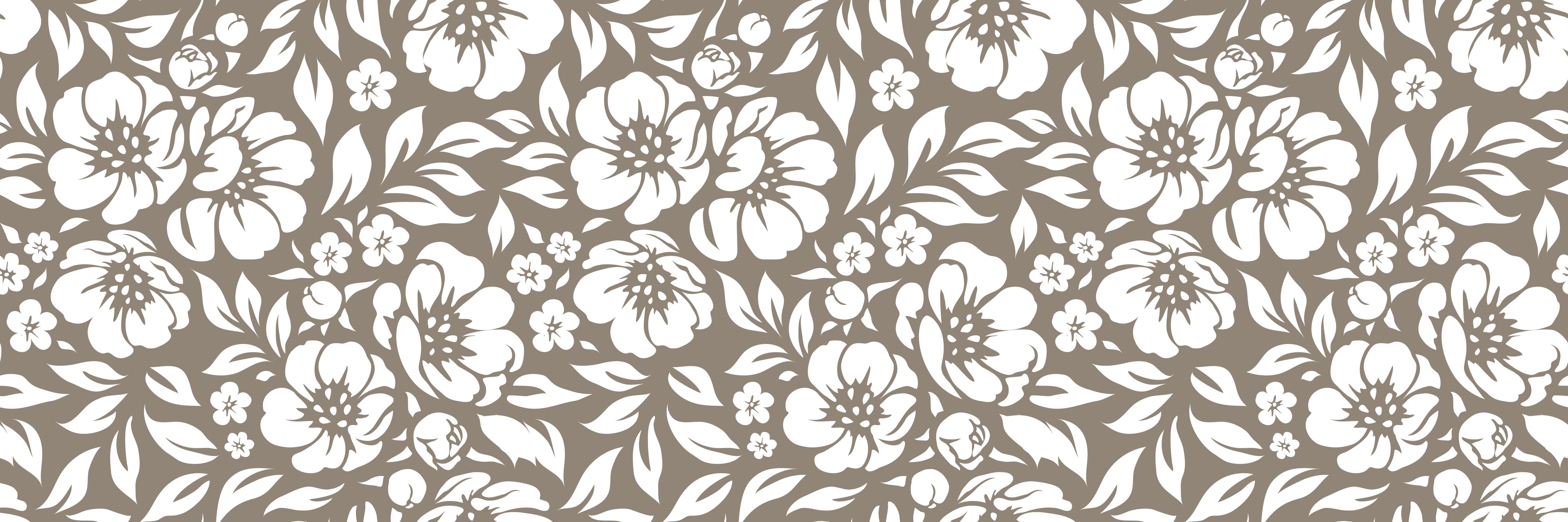 Wandverkleidung Wohnzimmer-Blumenmuster in Beige und Weiß